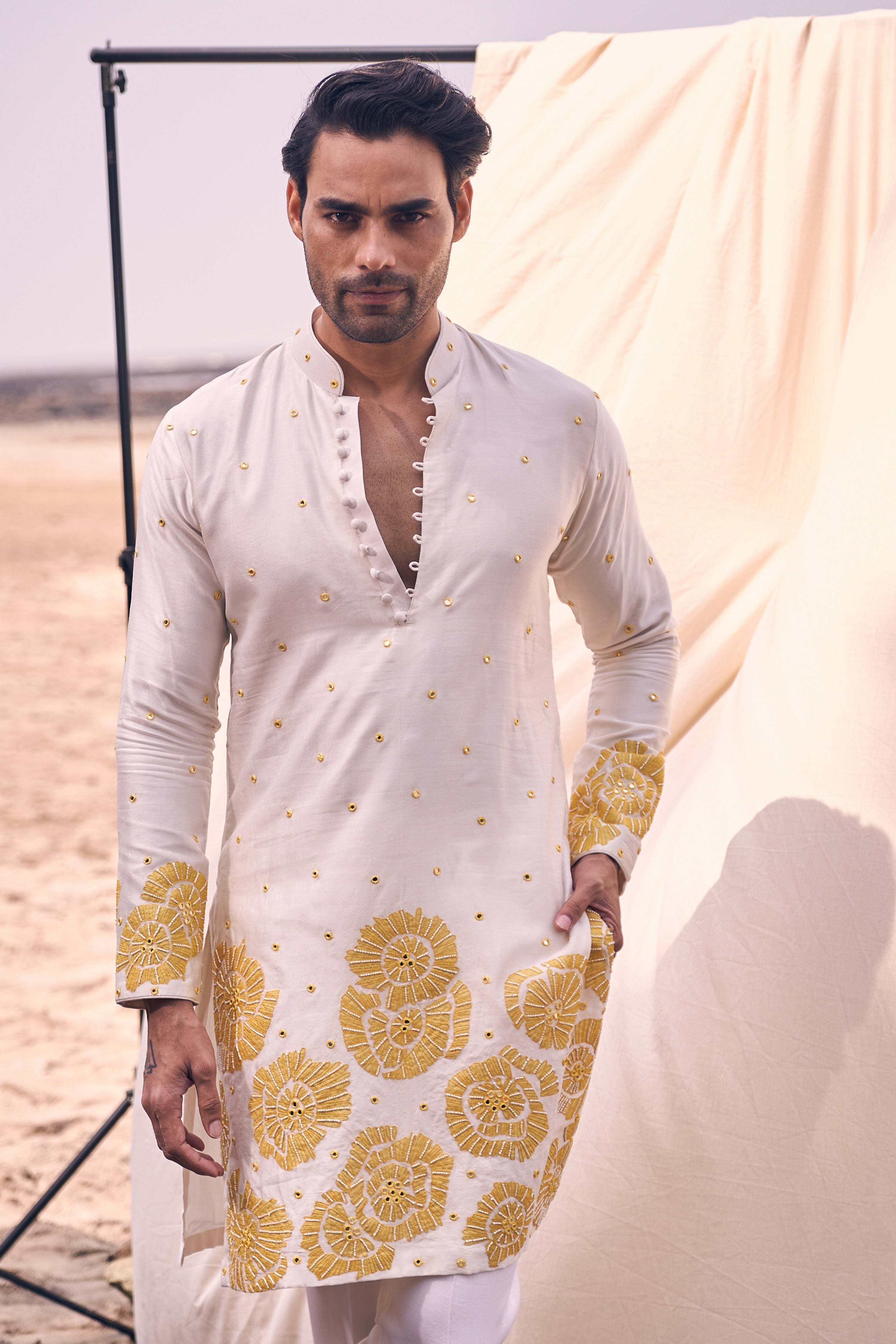 Floral Applique Kurta Set