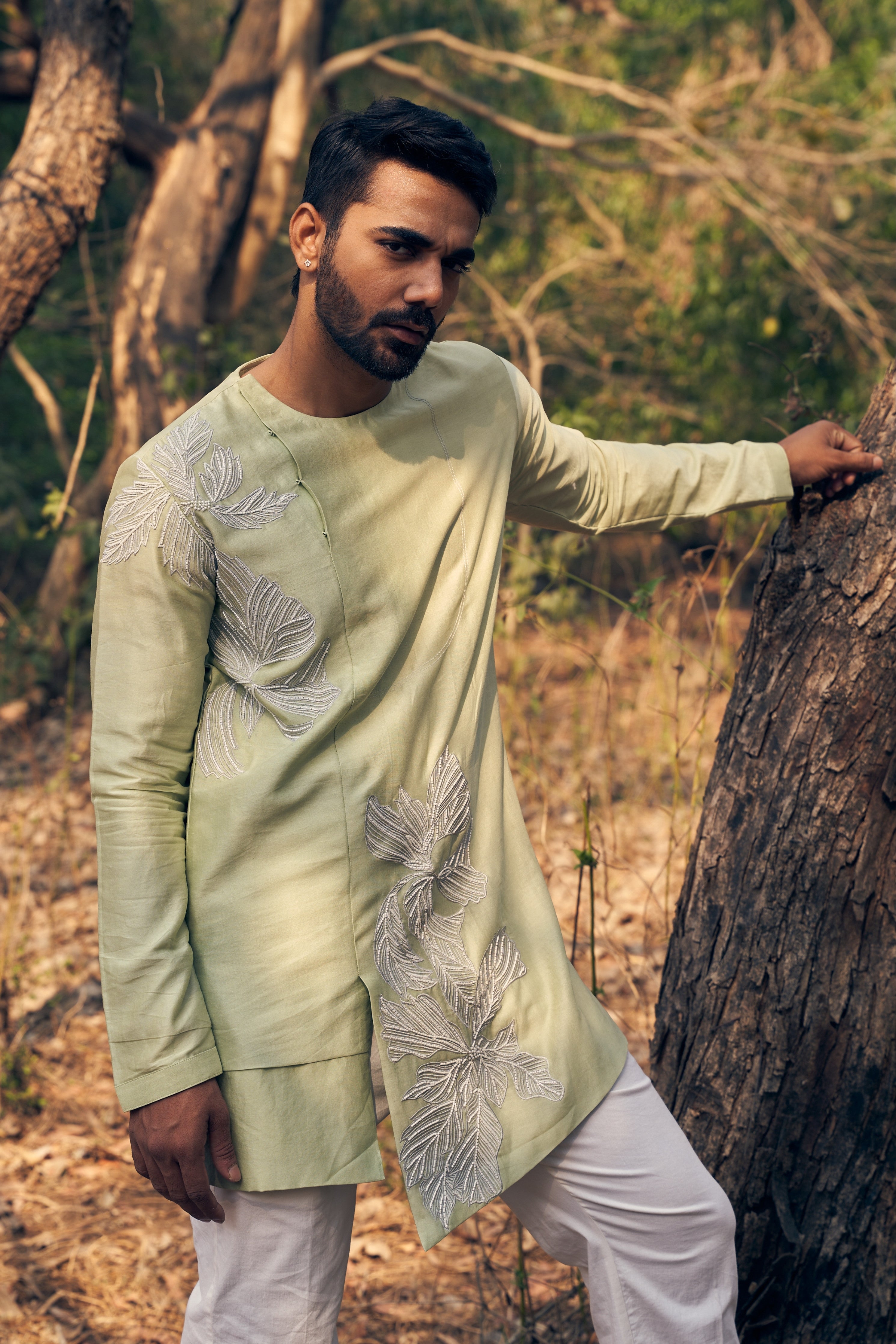 Asymmetric Floral Kurta Set