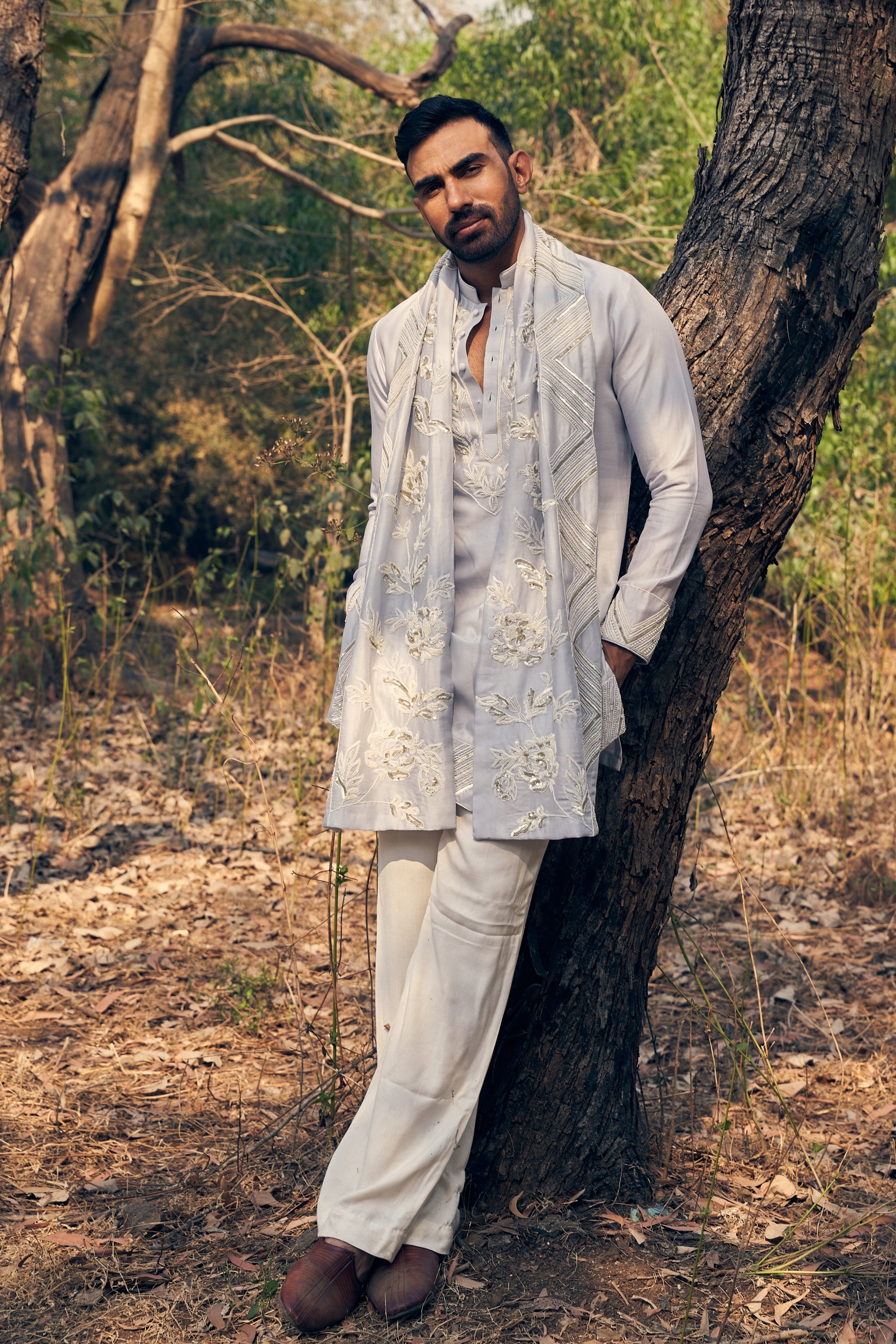 Ice Bath Kurta Stole Set
