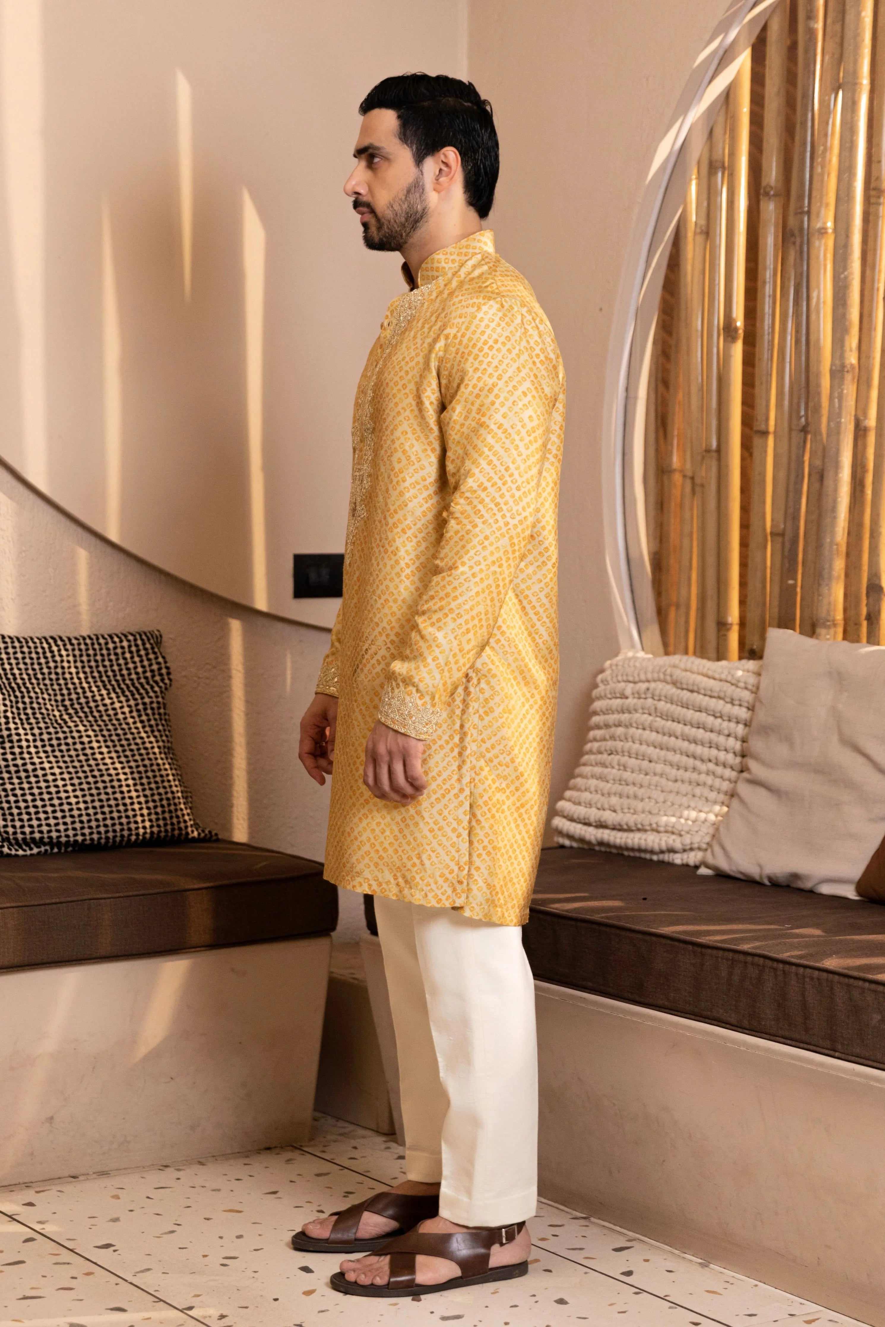 Bandhani Print Kurta with Work Set