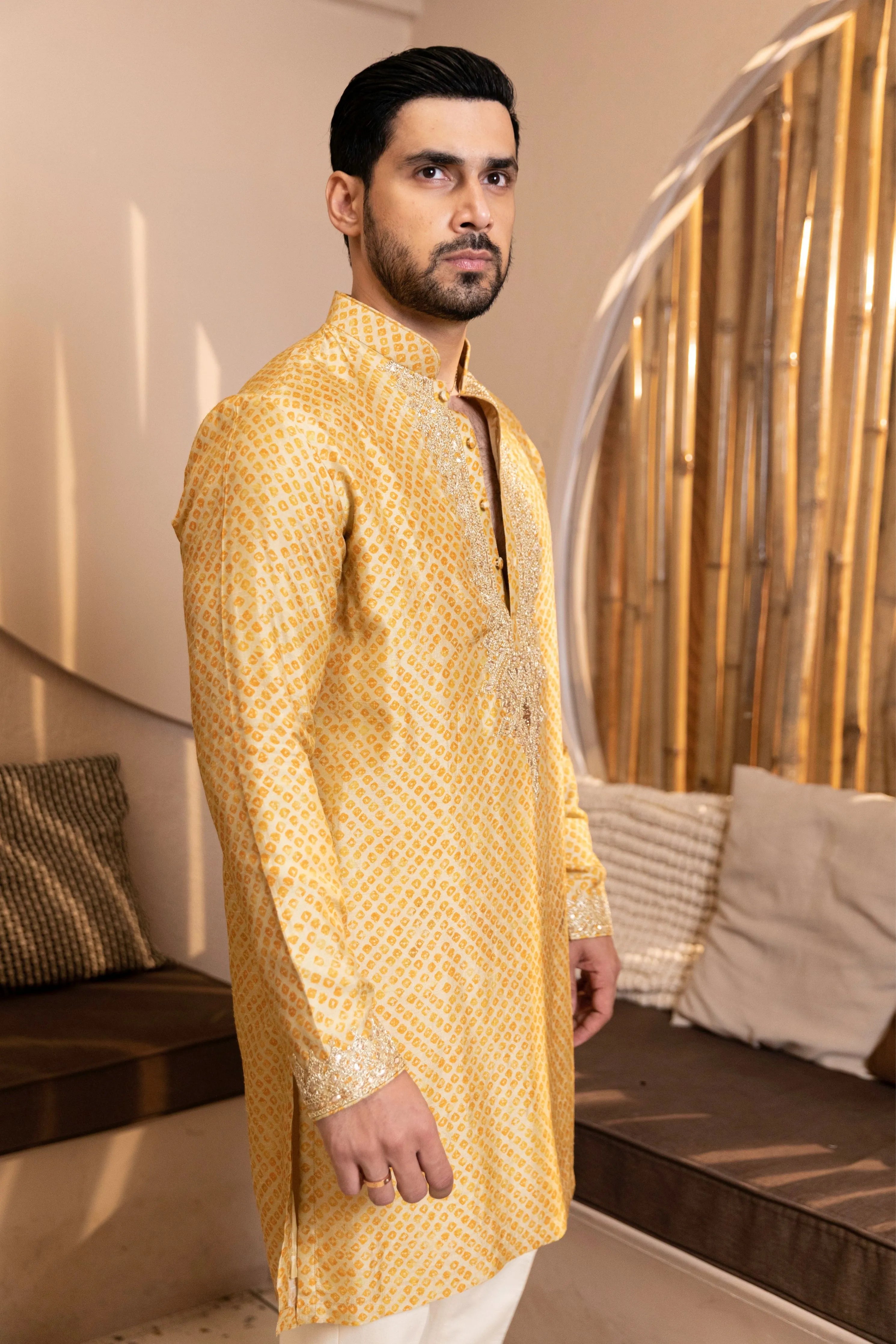 Bandhani Print Kurta with Work Set