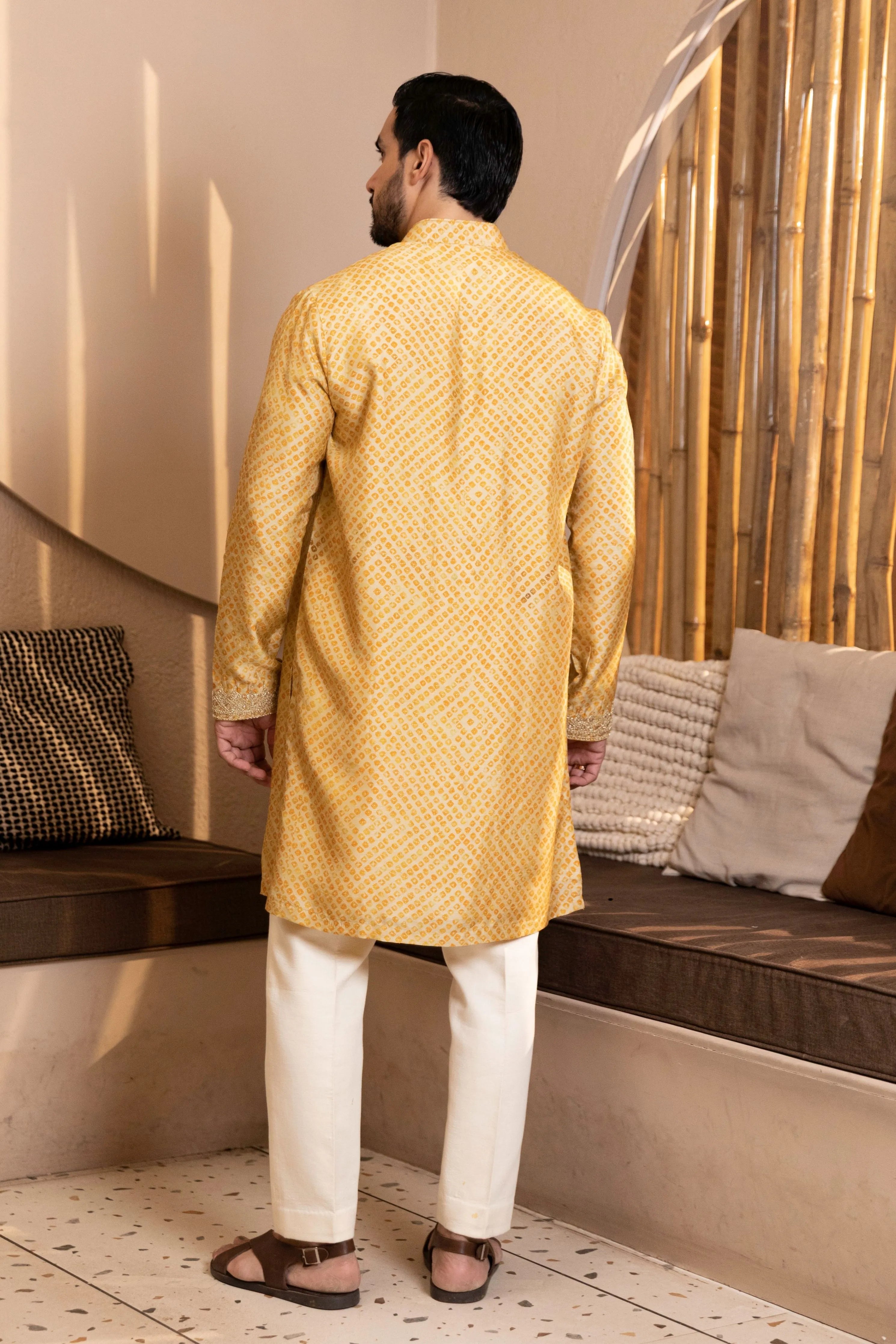 Bandhani Print Kurta with Work Set