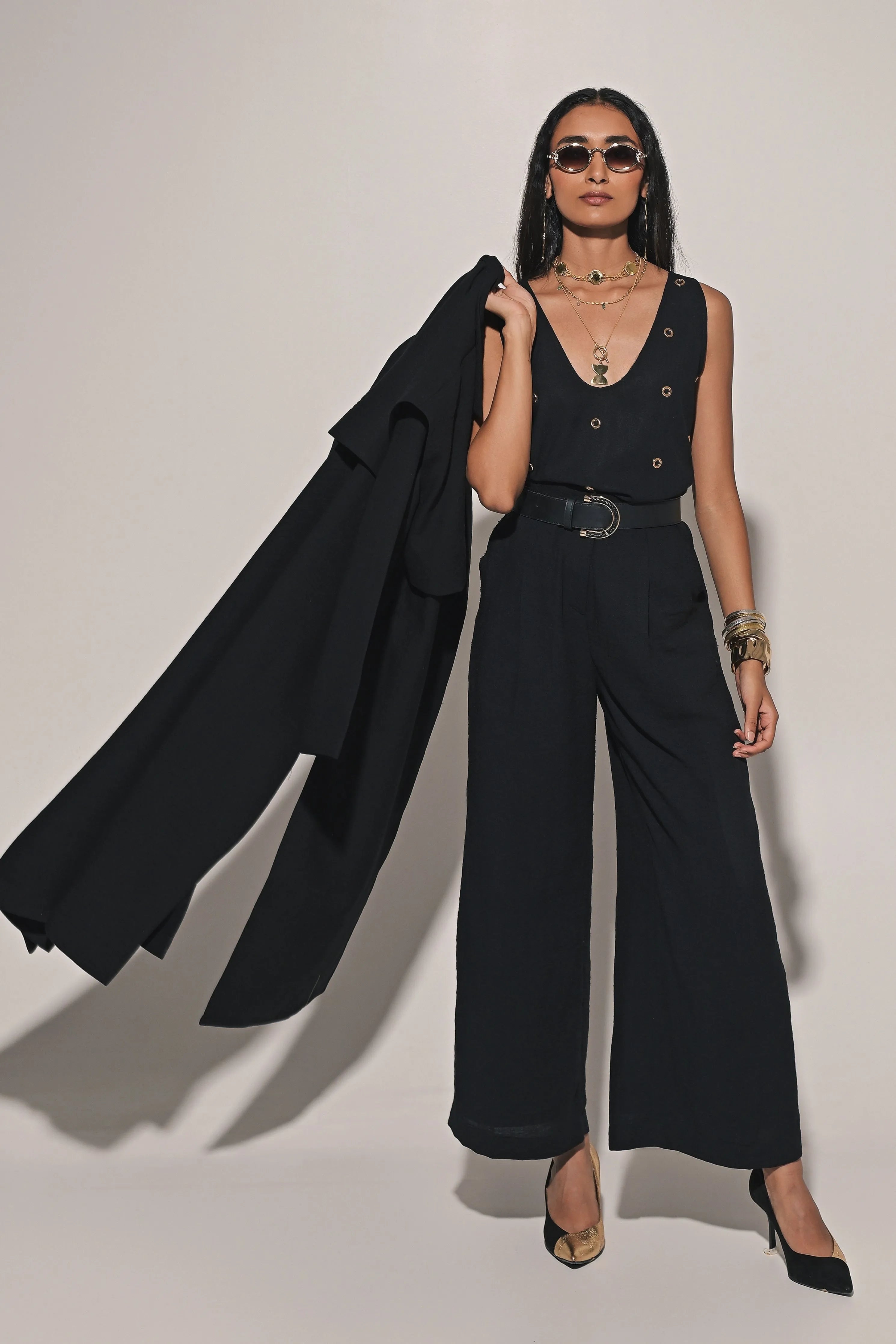 Kage Blouse With Pants And Overcoat