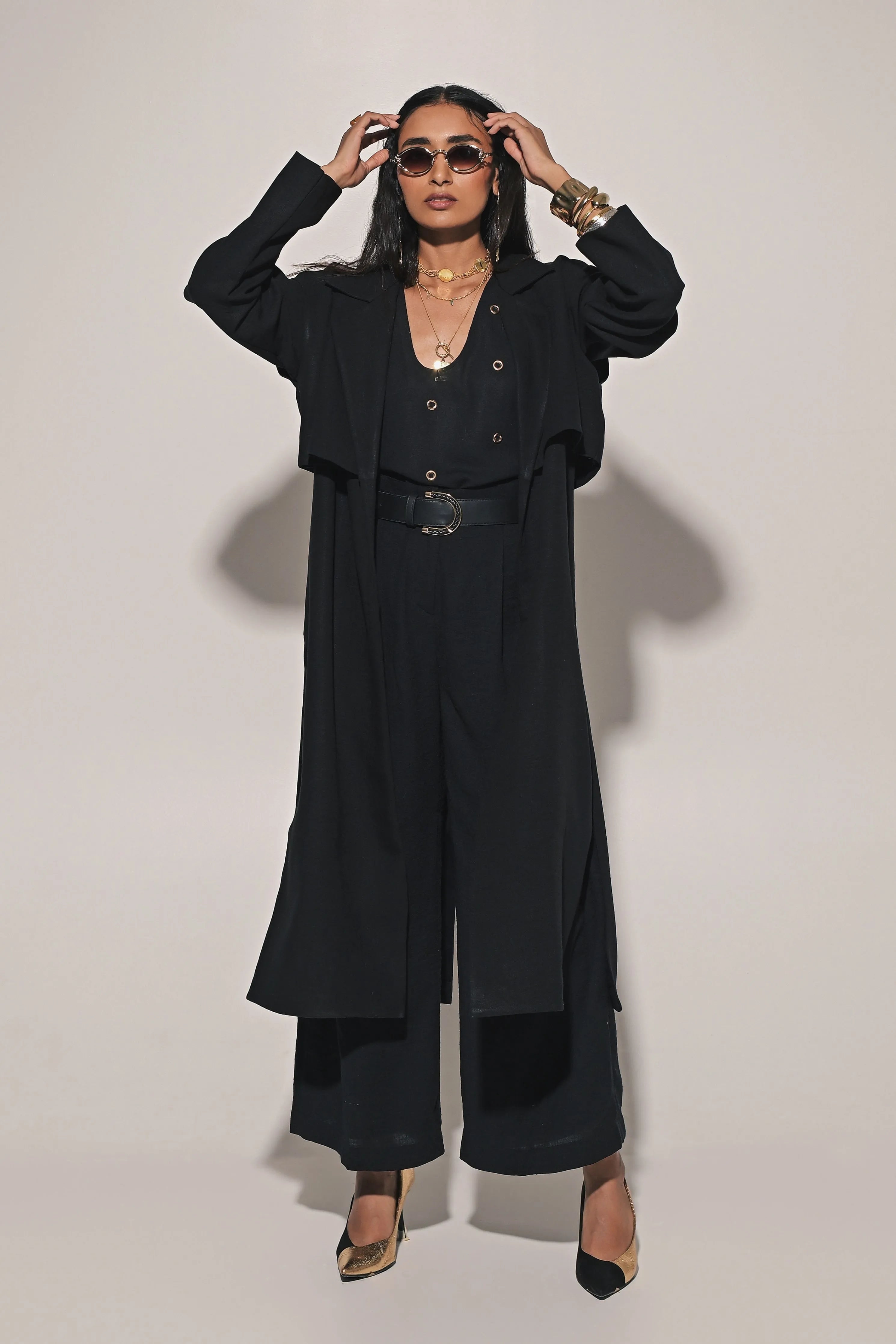 Kage Blouse With Pants And Overcoat
