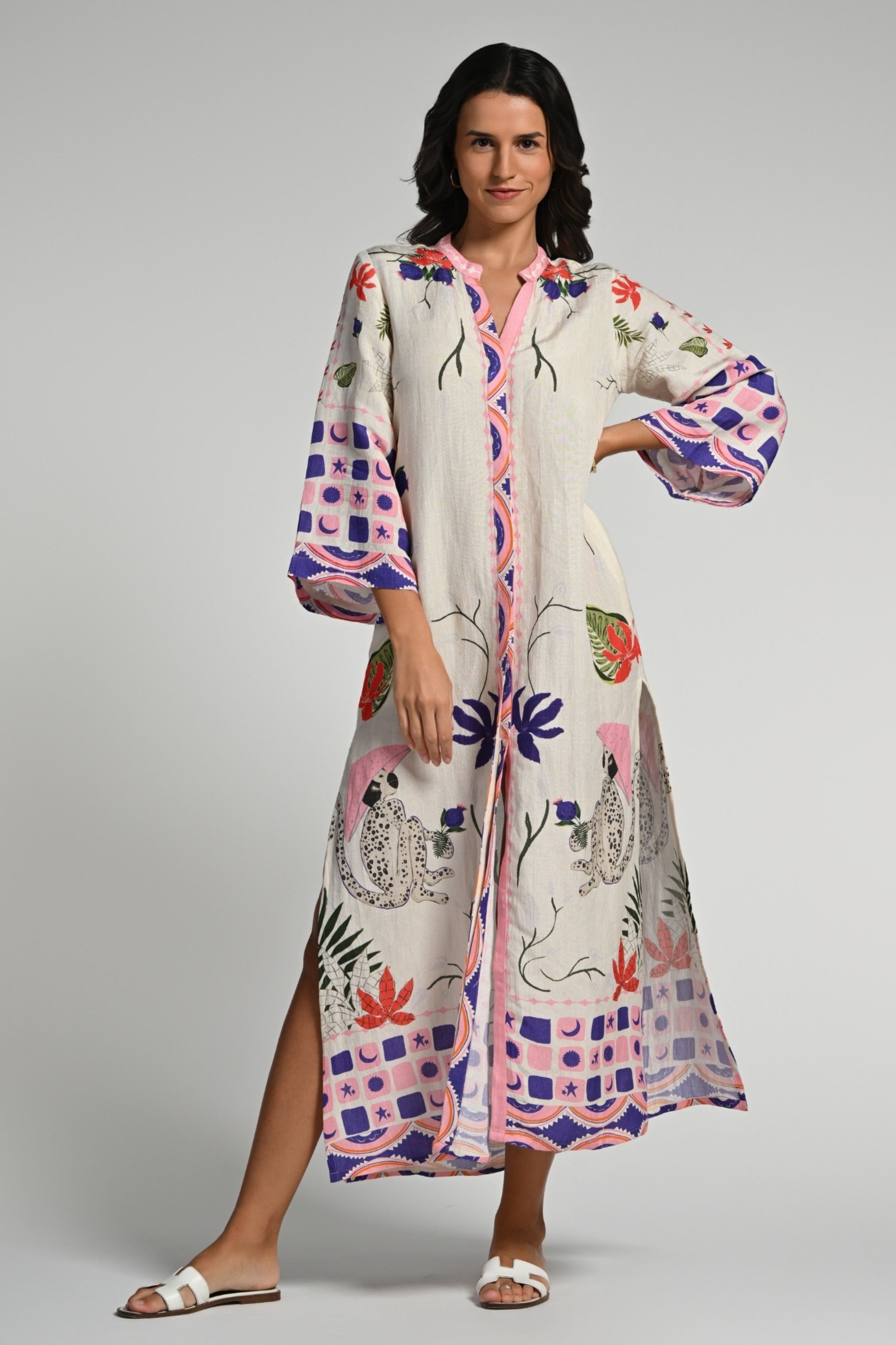 Monkey Pop Linen Kaftan
