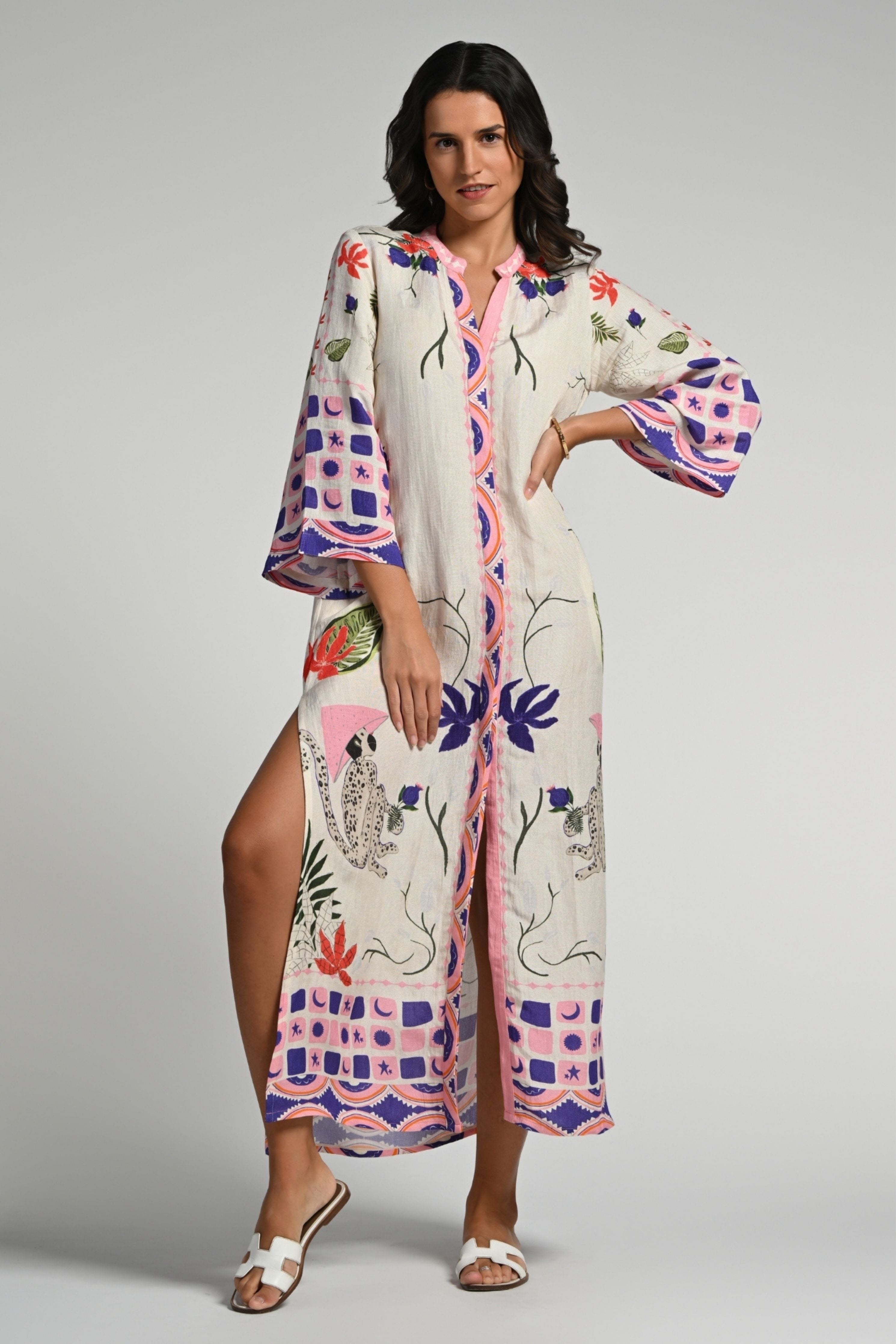 Monkey Pop Linen Kaftan