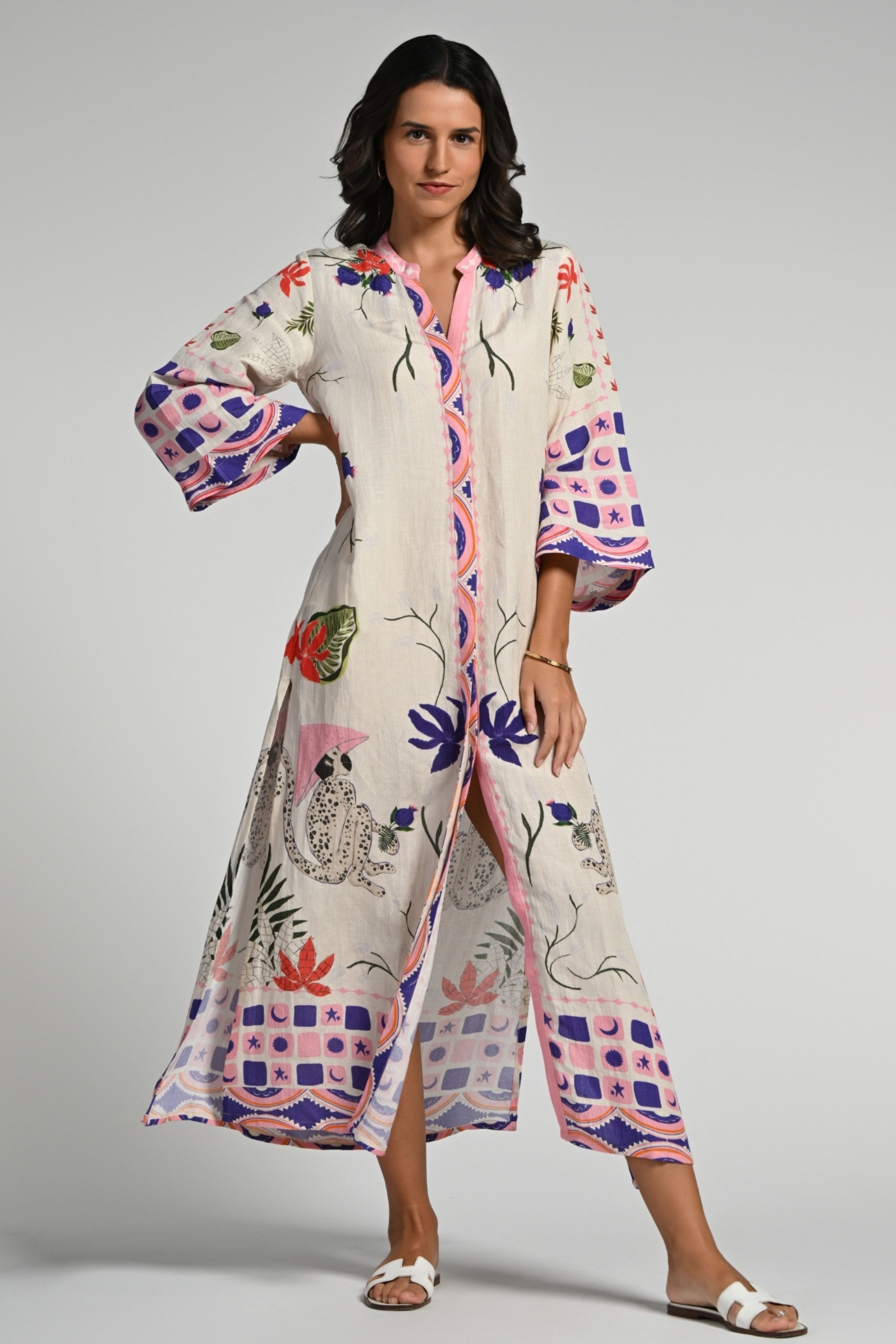 Monkey Pop Linen Kaftan