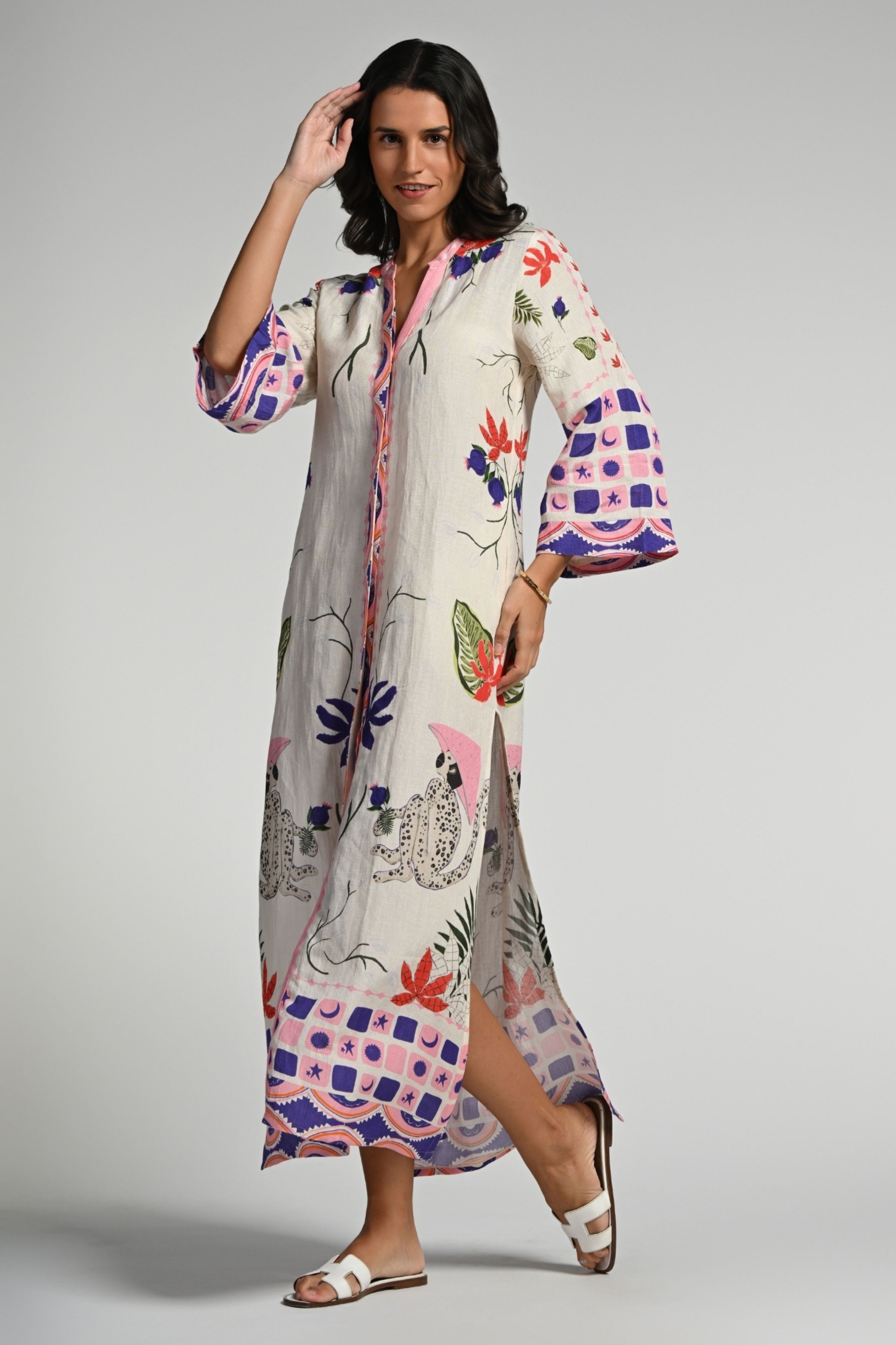 Monkey Pop Linen Kaftan