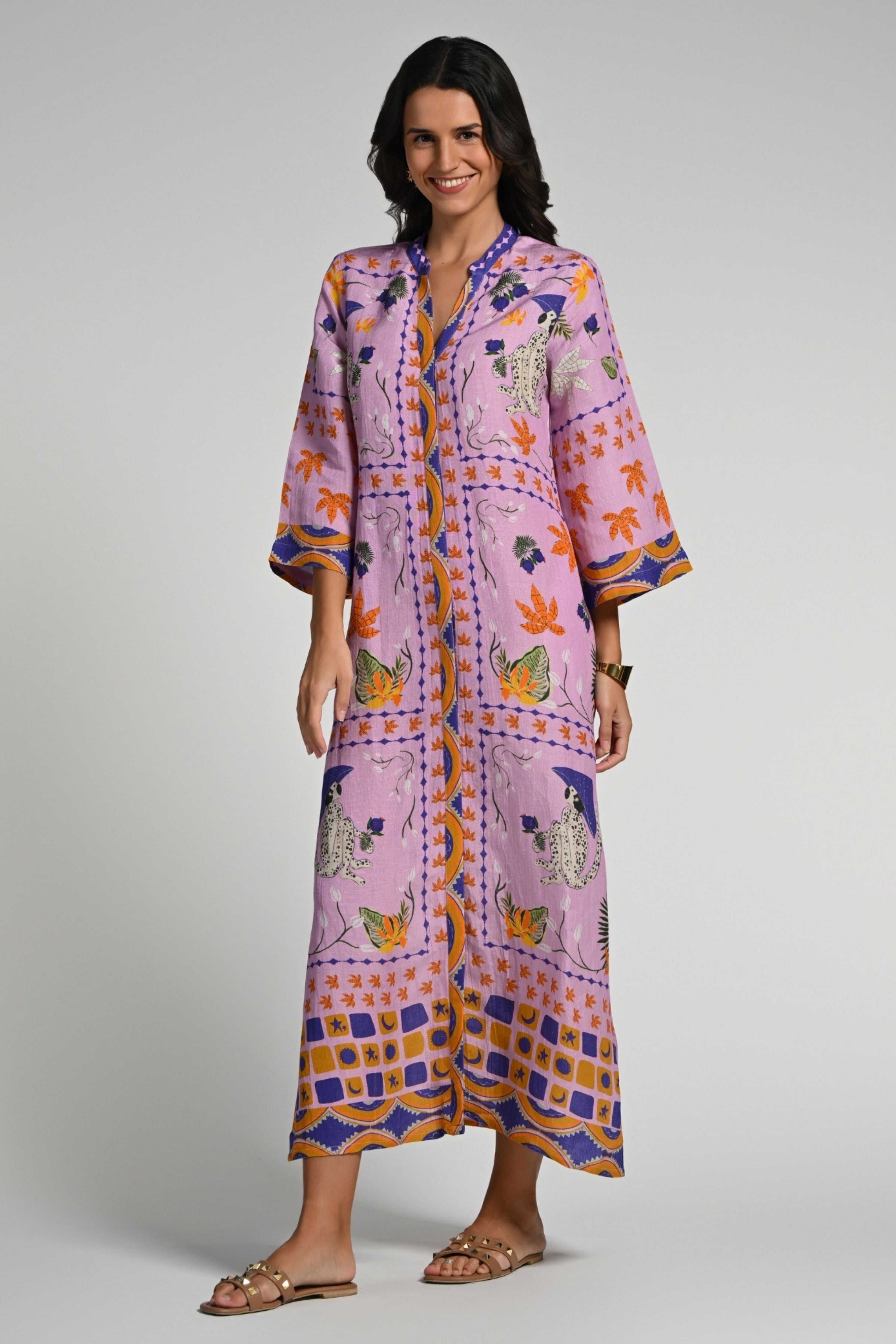 Monkey Pop Linen Kaftan