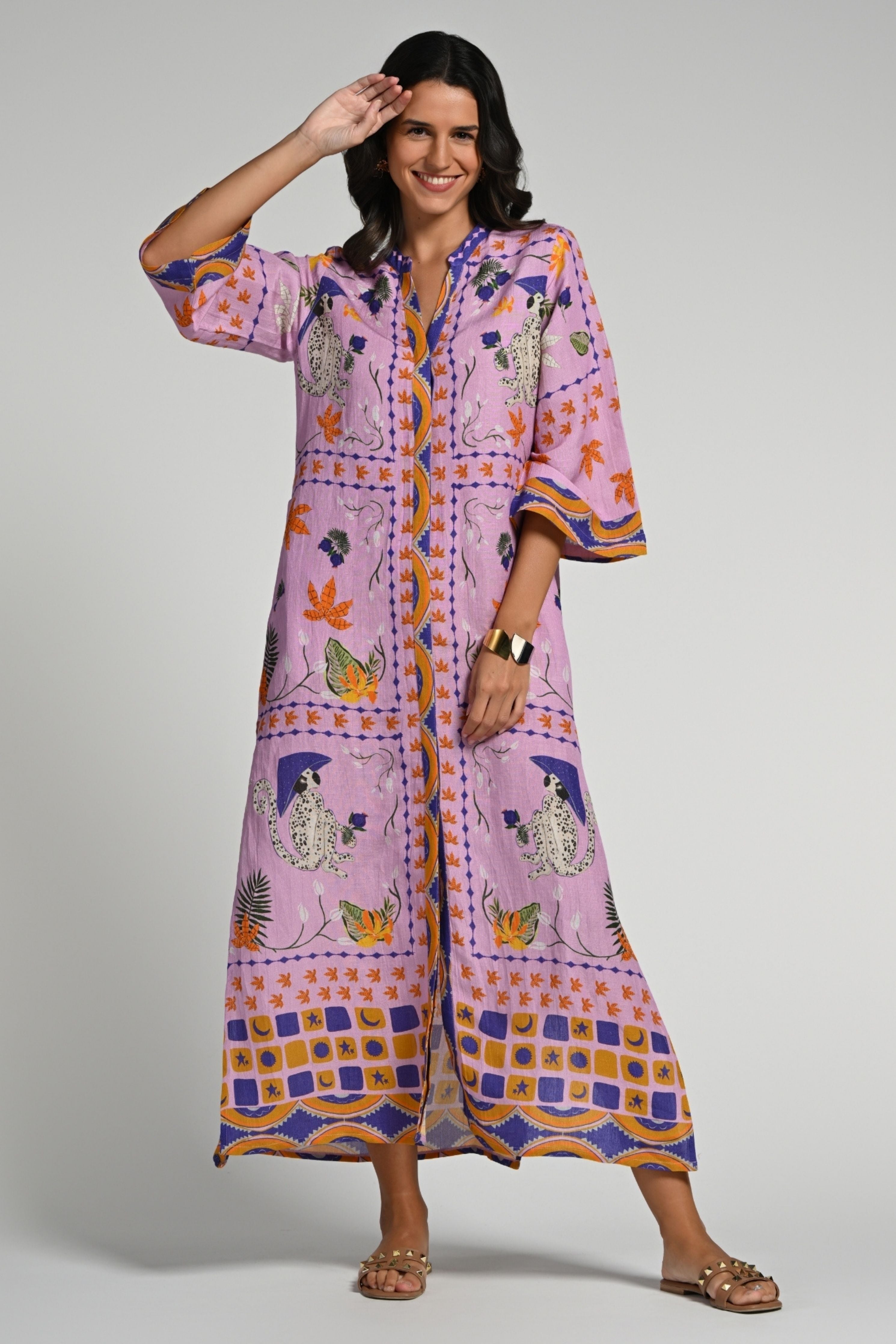 Monkey Pop Linen Kaftan