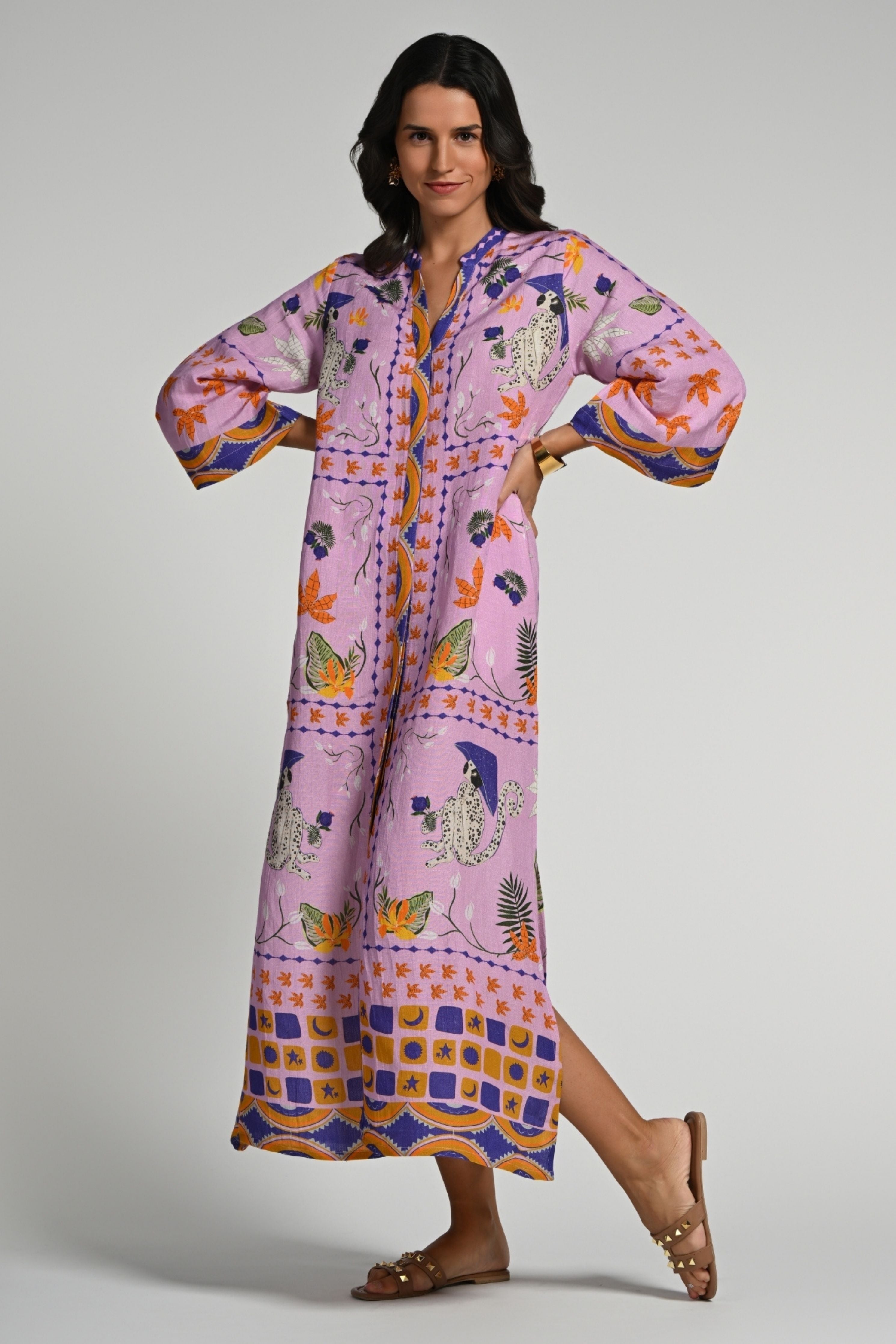 Monkey Pop Linen Kaftan