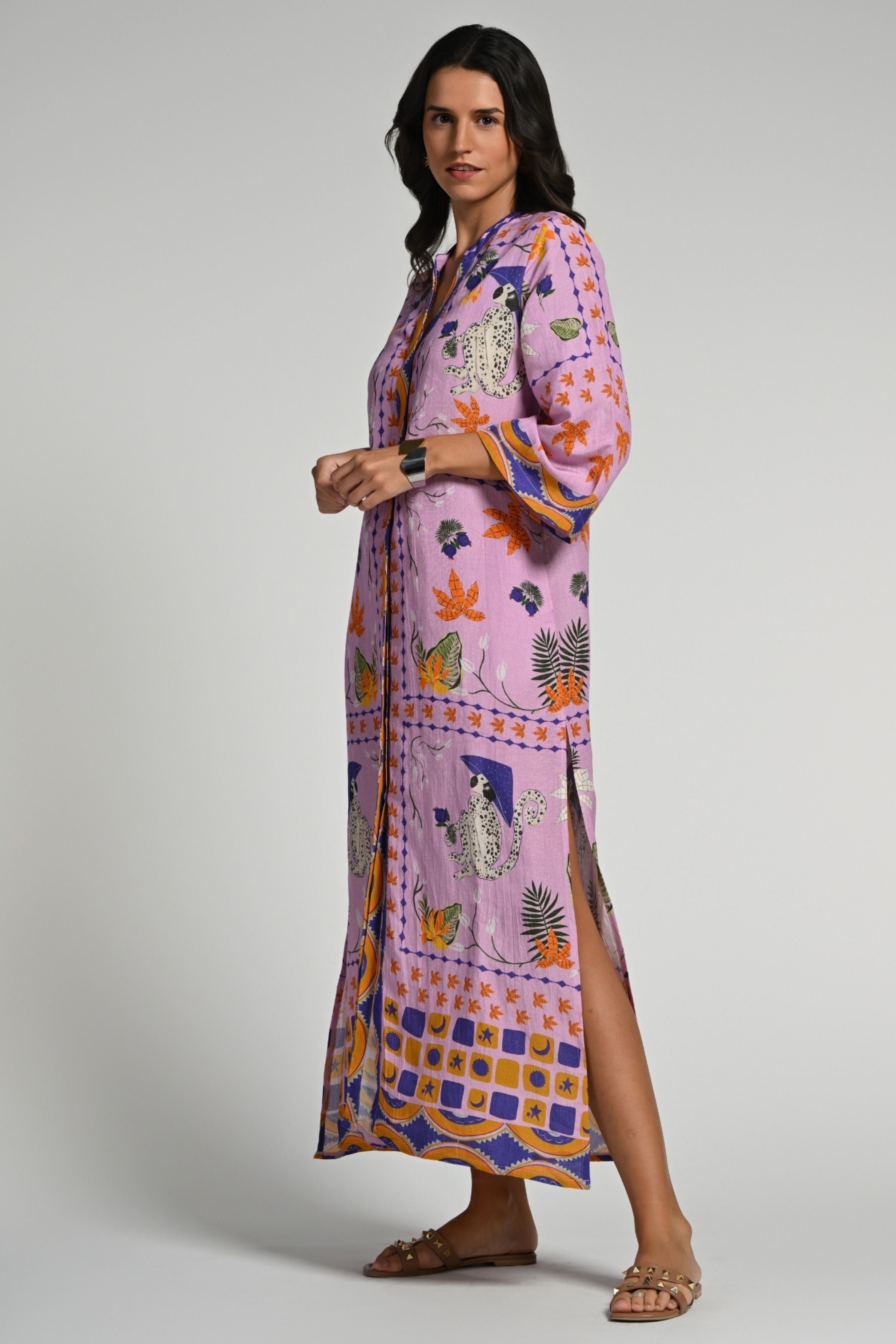 Monkey Pop Linen Kaftan