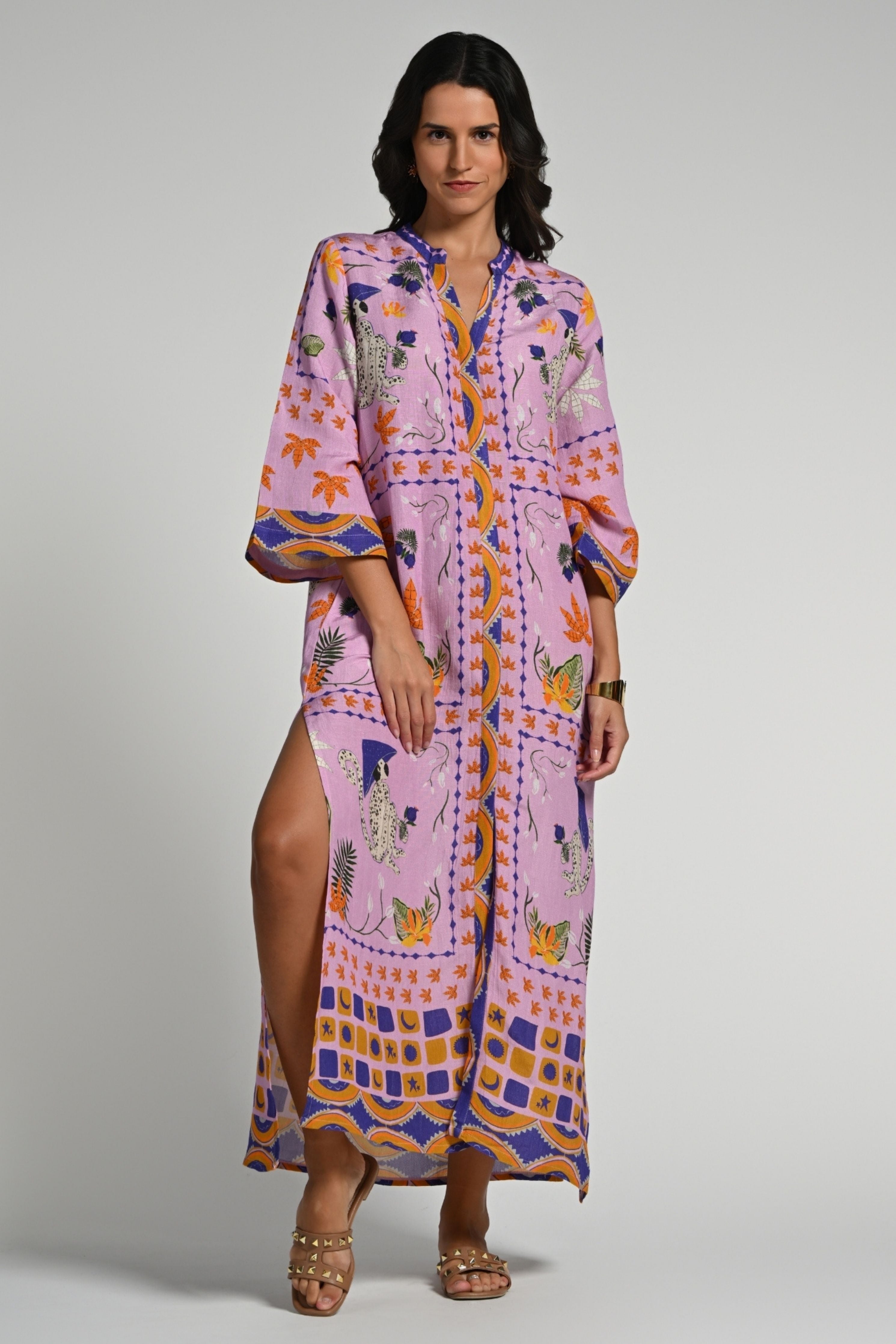 Monkey Pop Linen Kaftan
