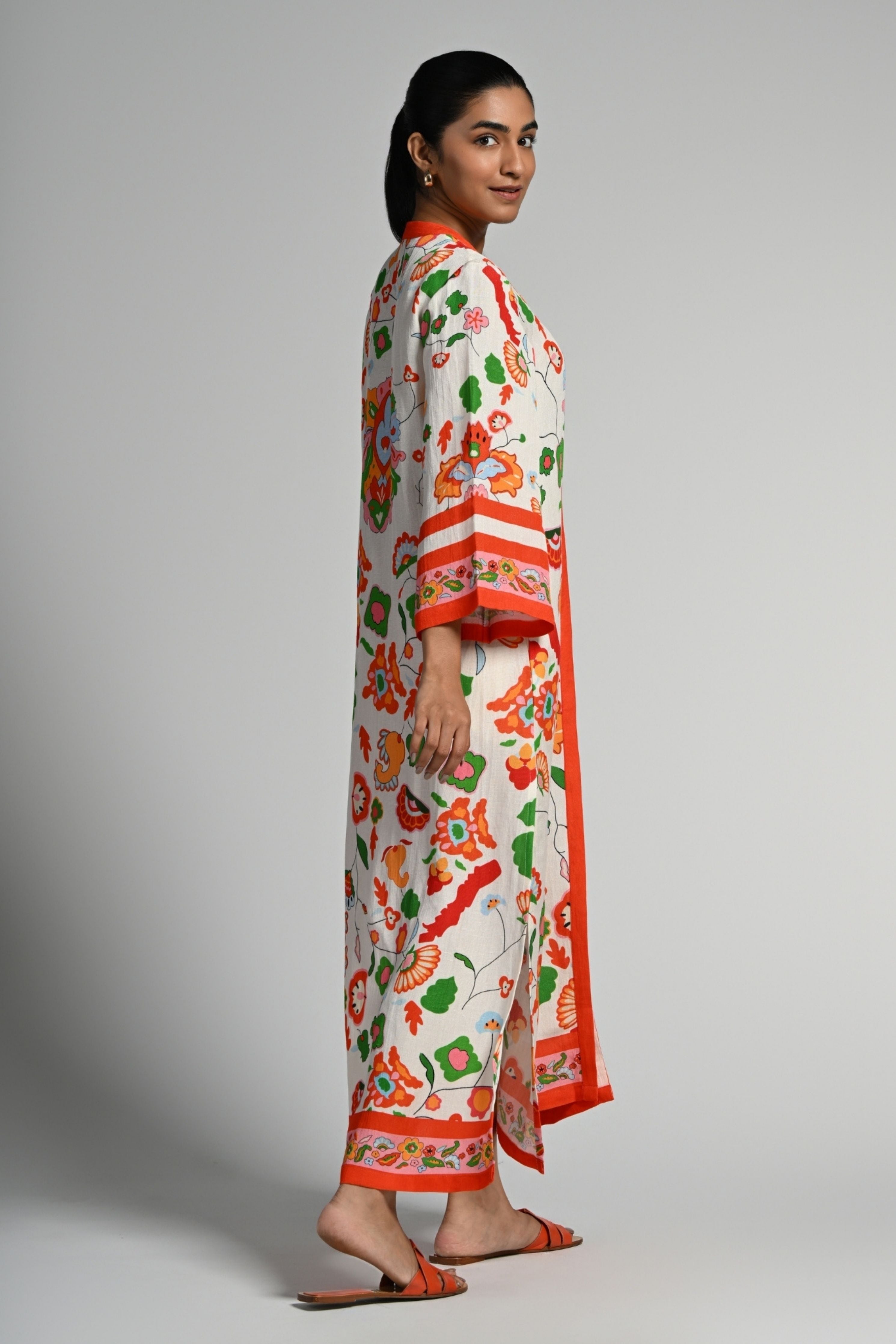 Floral Utopia Linen Kaftan