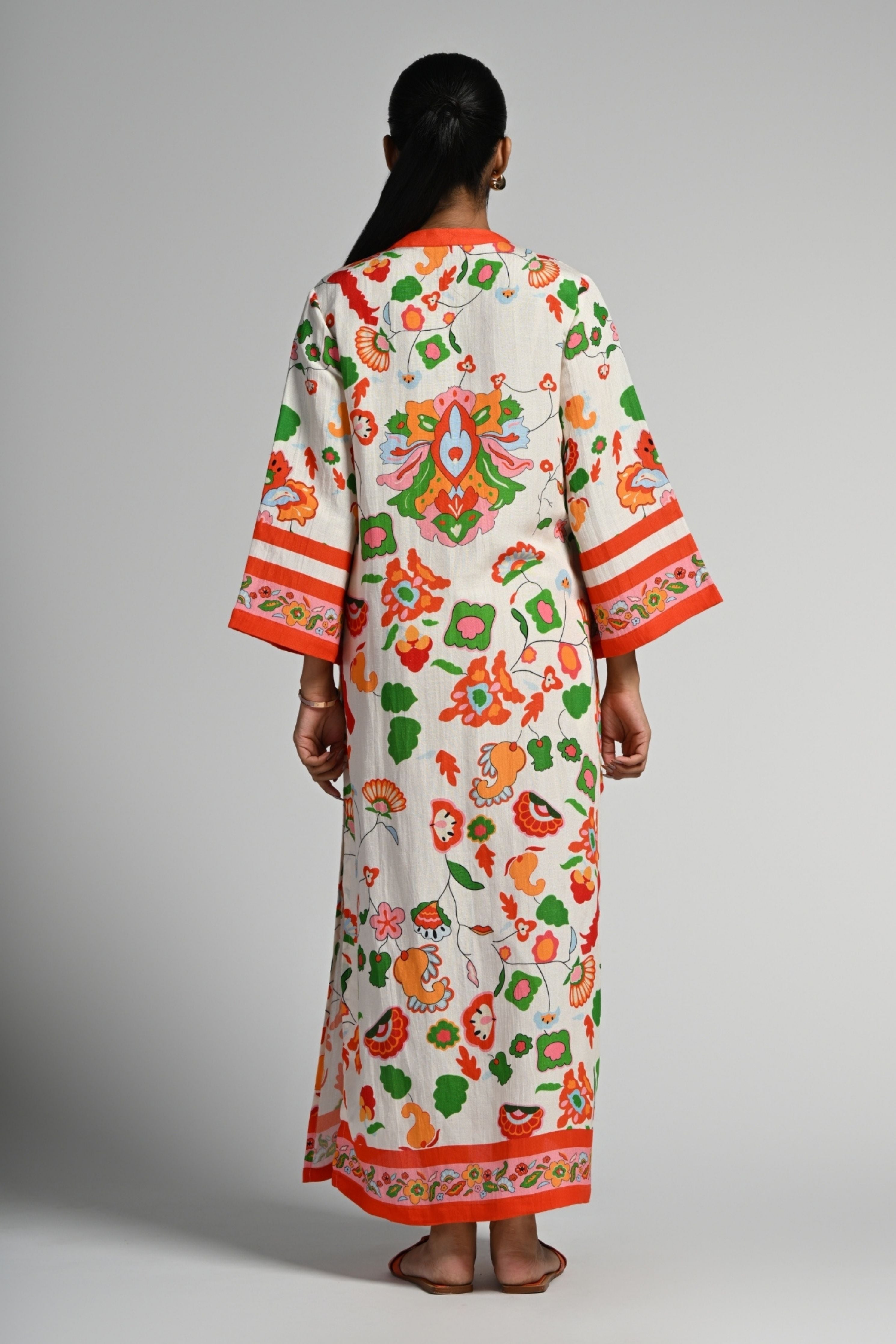 Floral Utopia Linen Kaftan