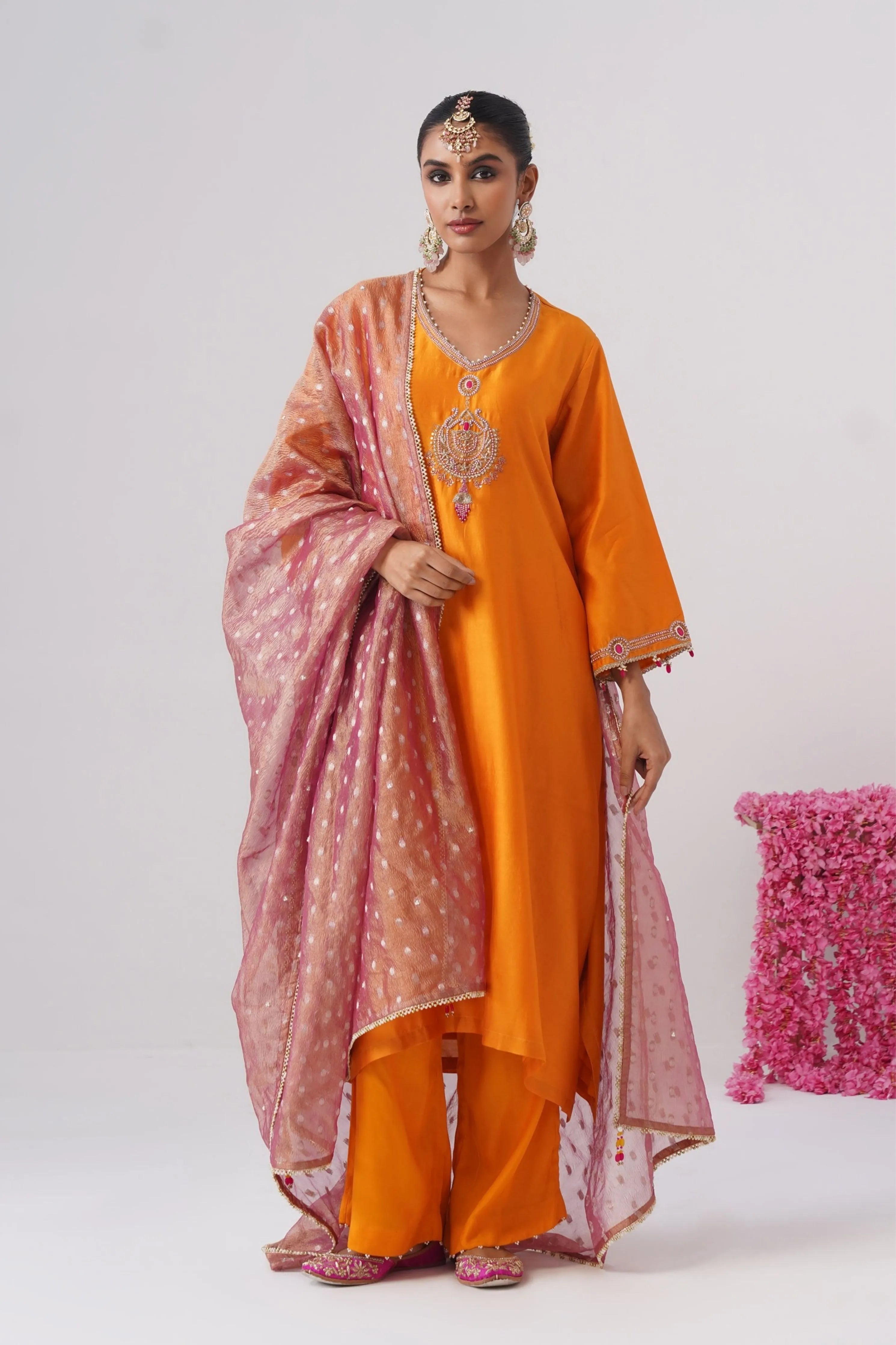 Kesariya Kurta Set