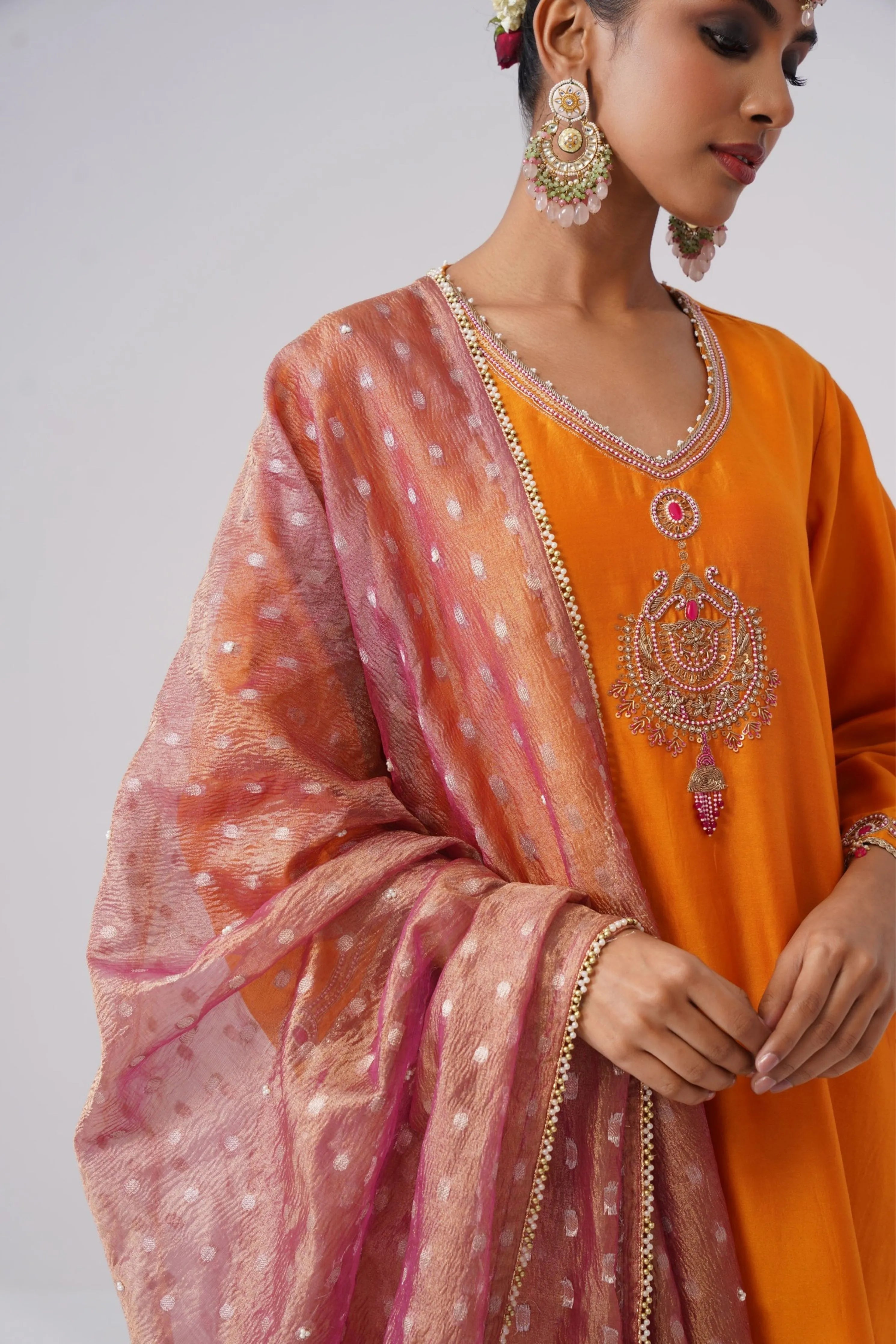 Kesariya Kurta Set