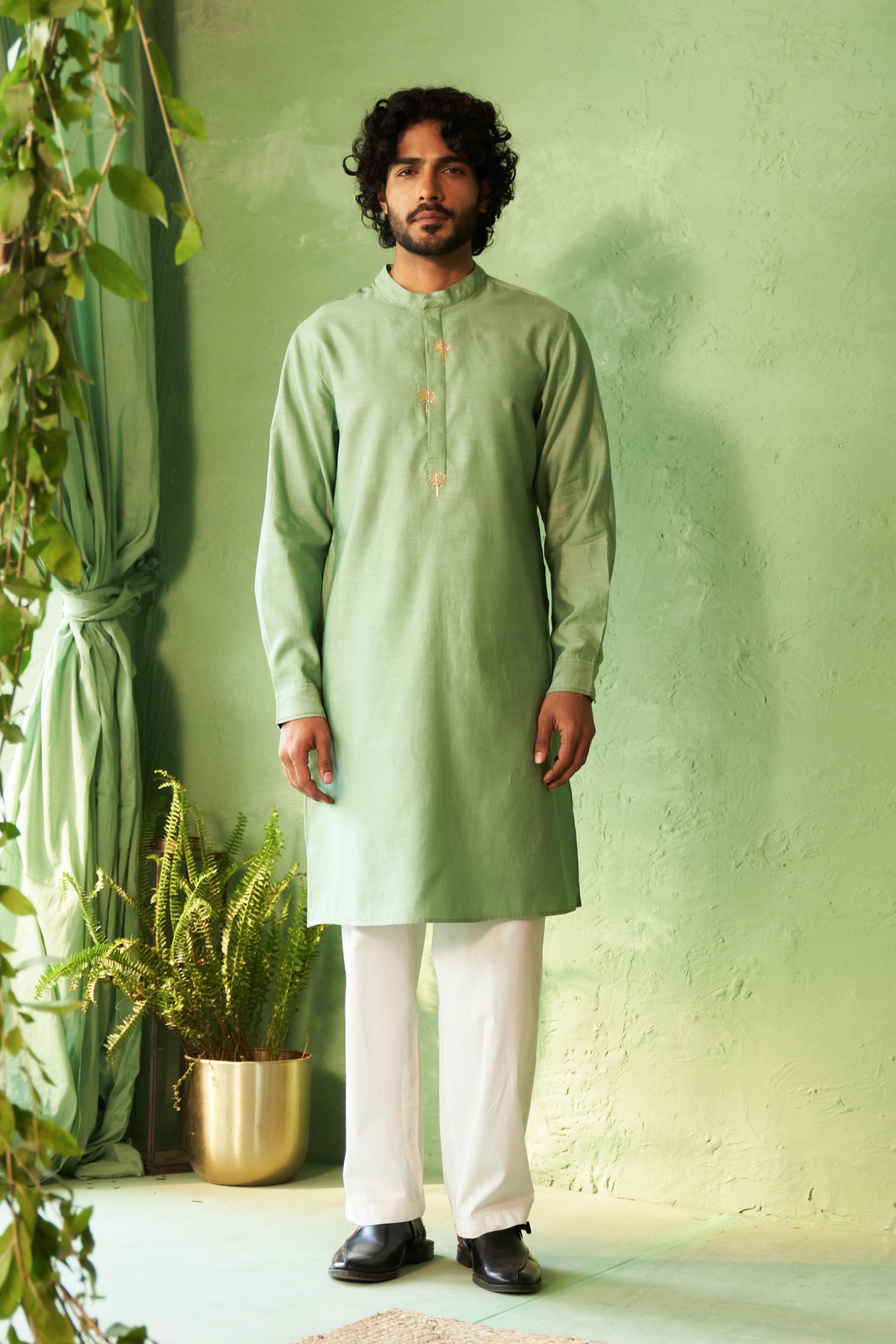 Placket Embroidery Mens Kurta set