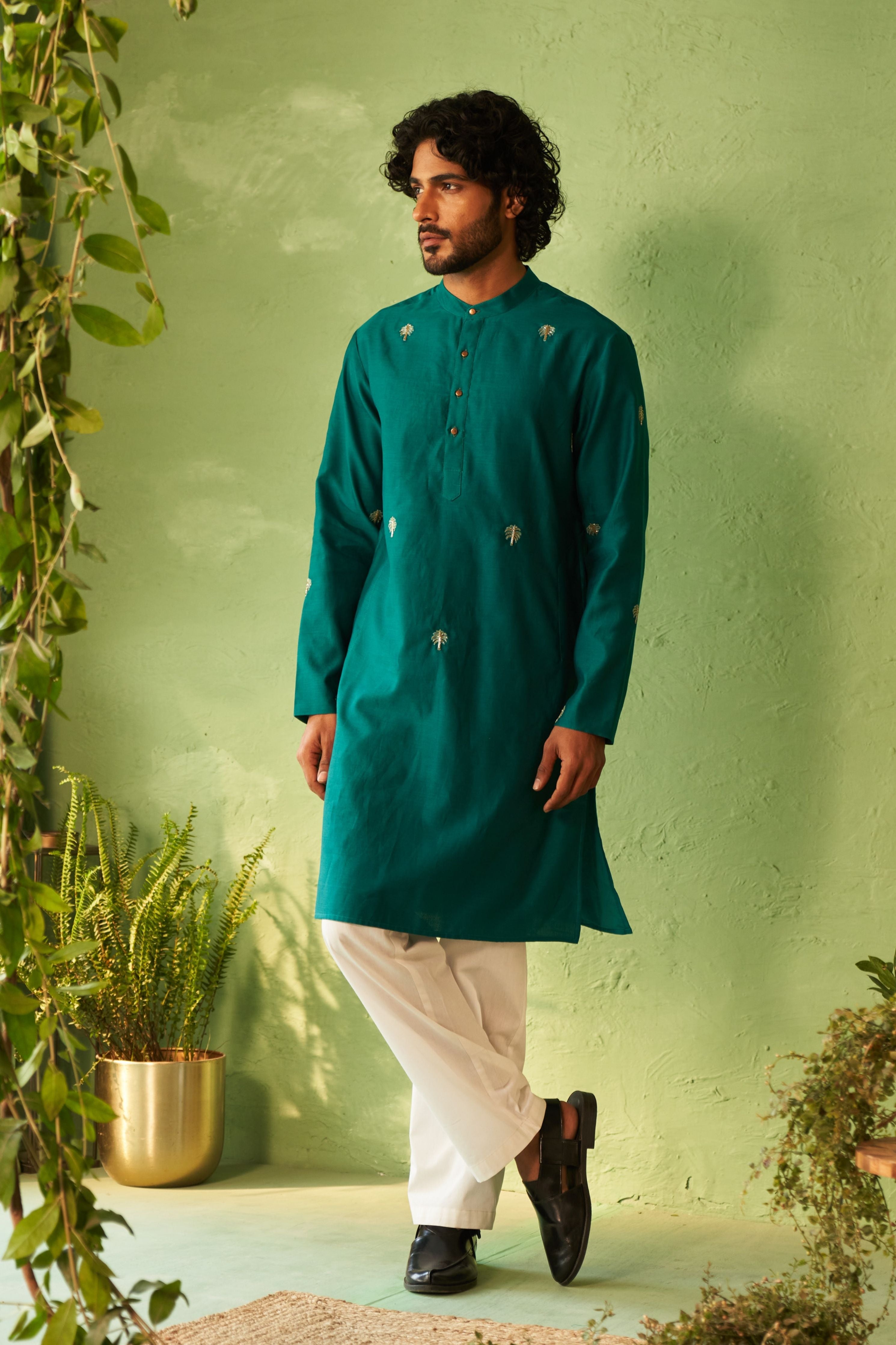 Peacock Green Mens Kurta Set