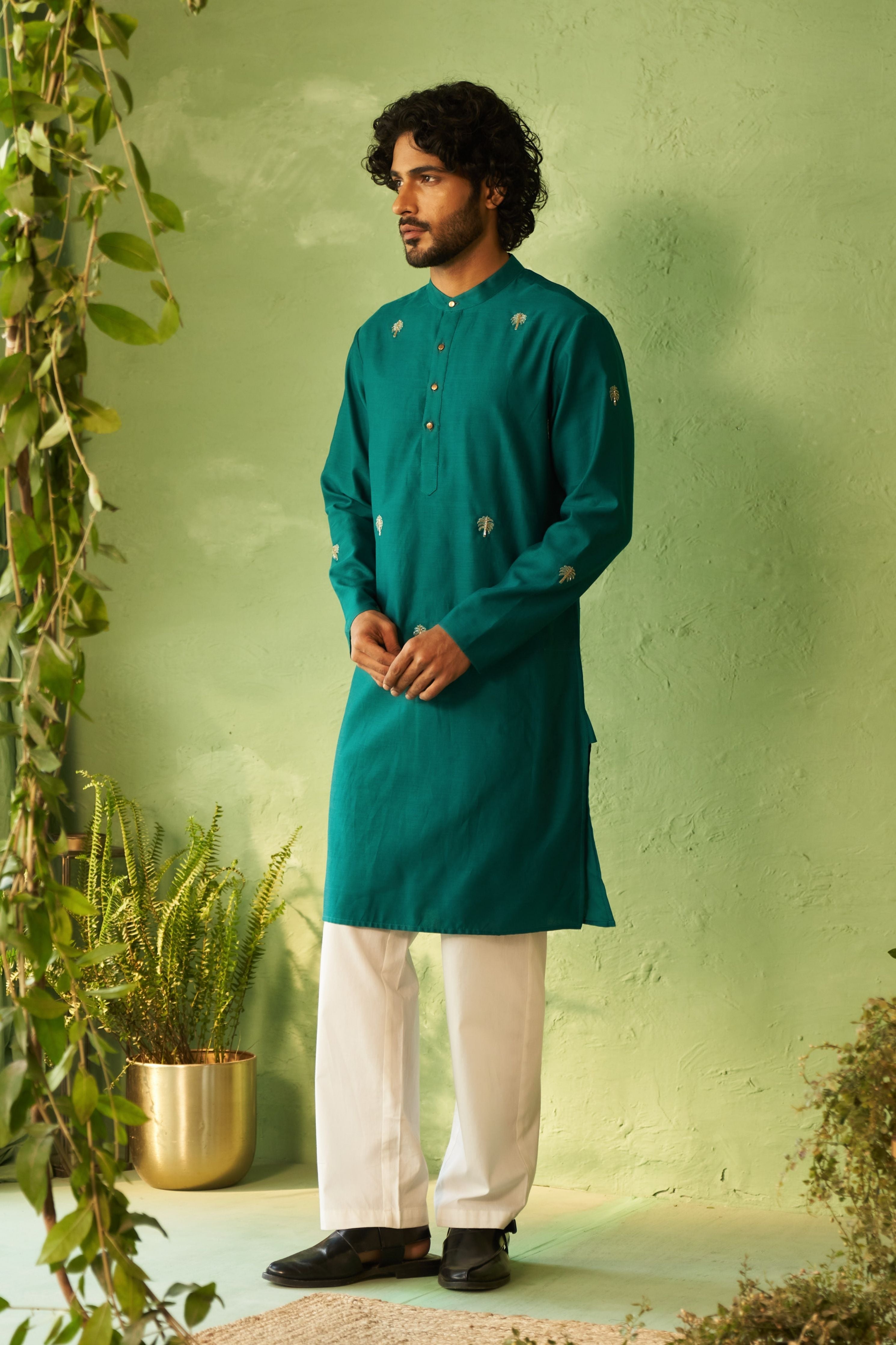 Peacock Green Mens Kurta Set