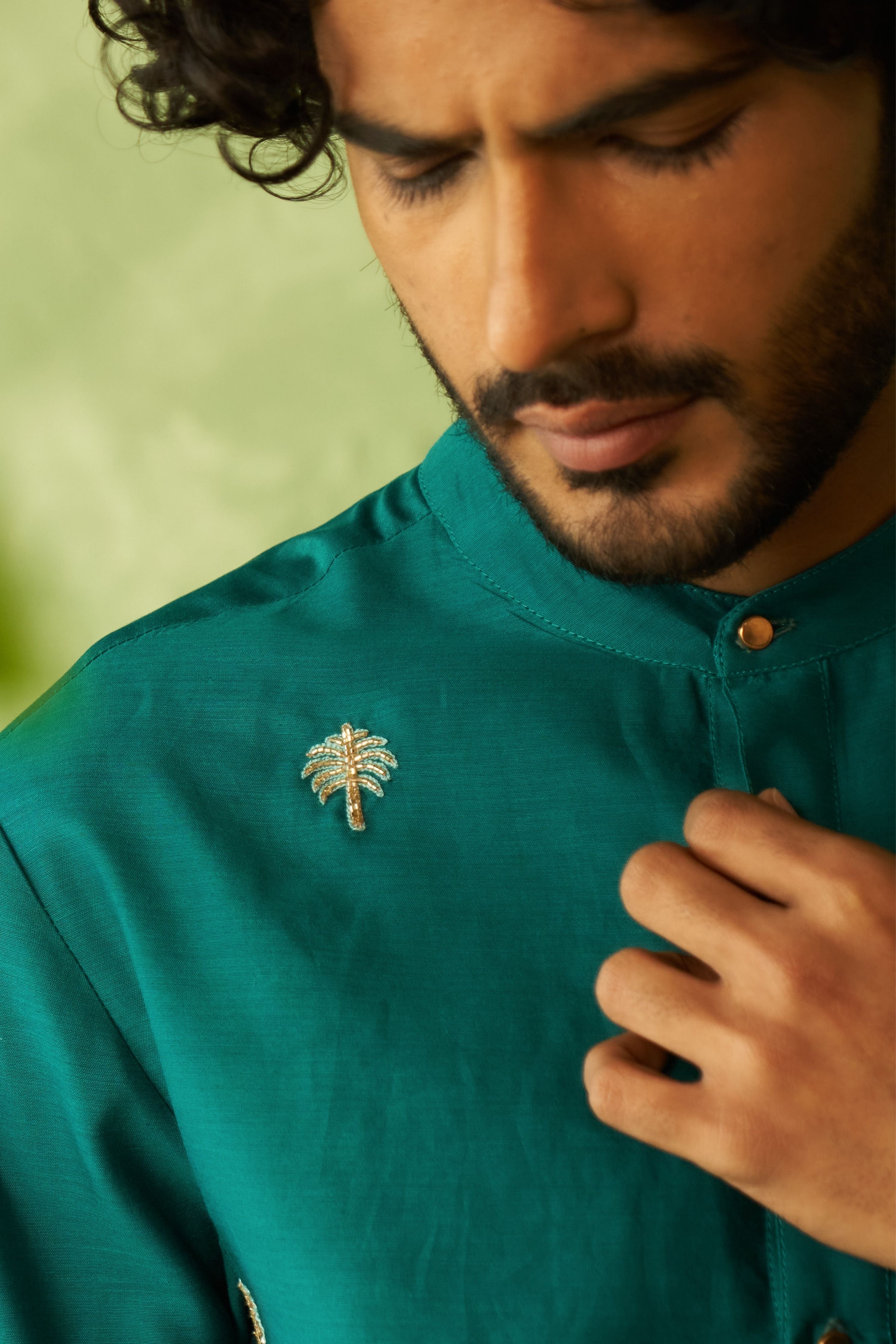 Peacock Green Mens Kurta Set