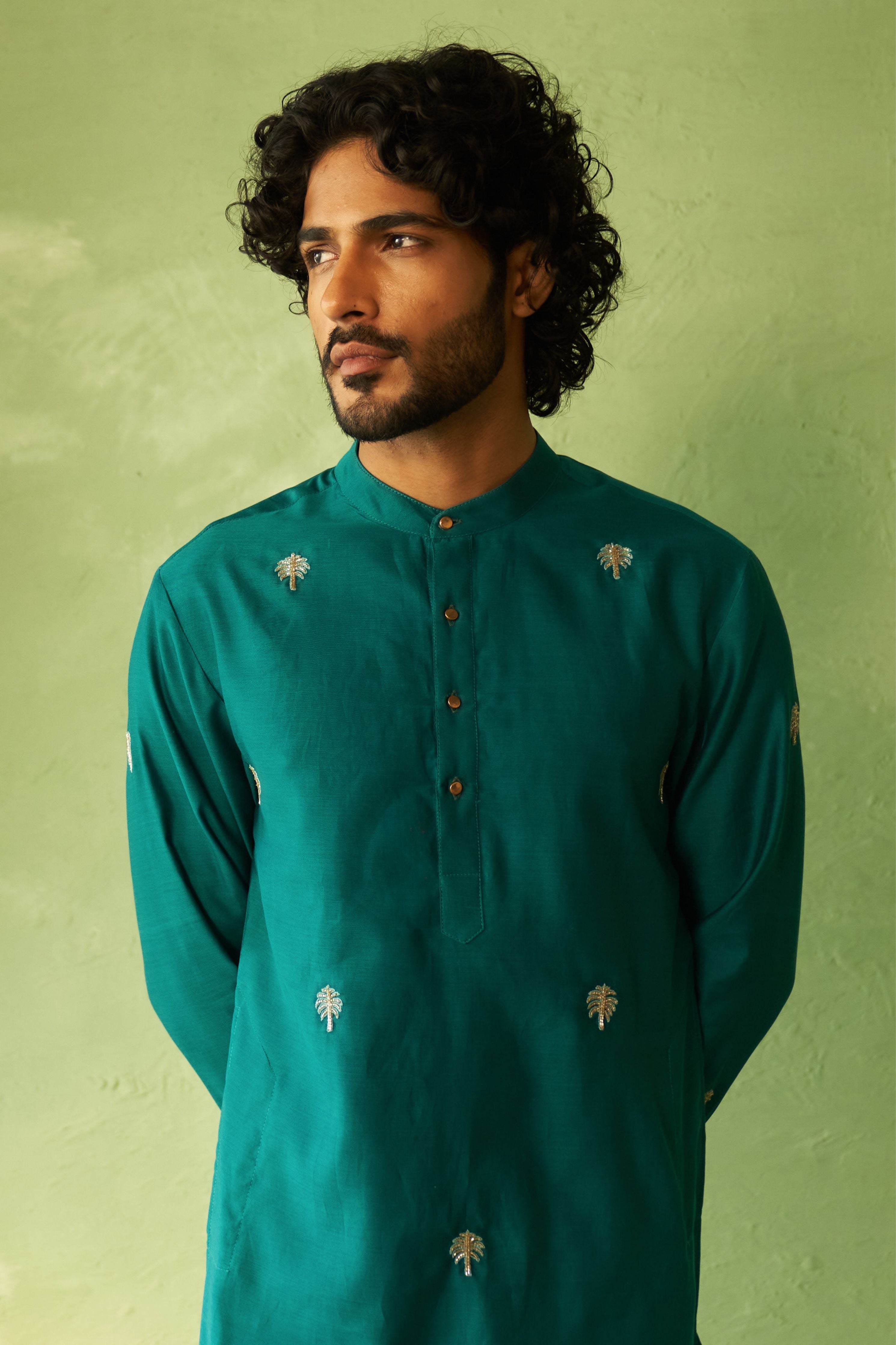 Peacock Green Mens Kurta Set