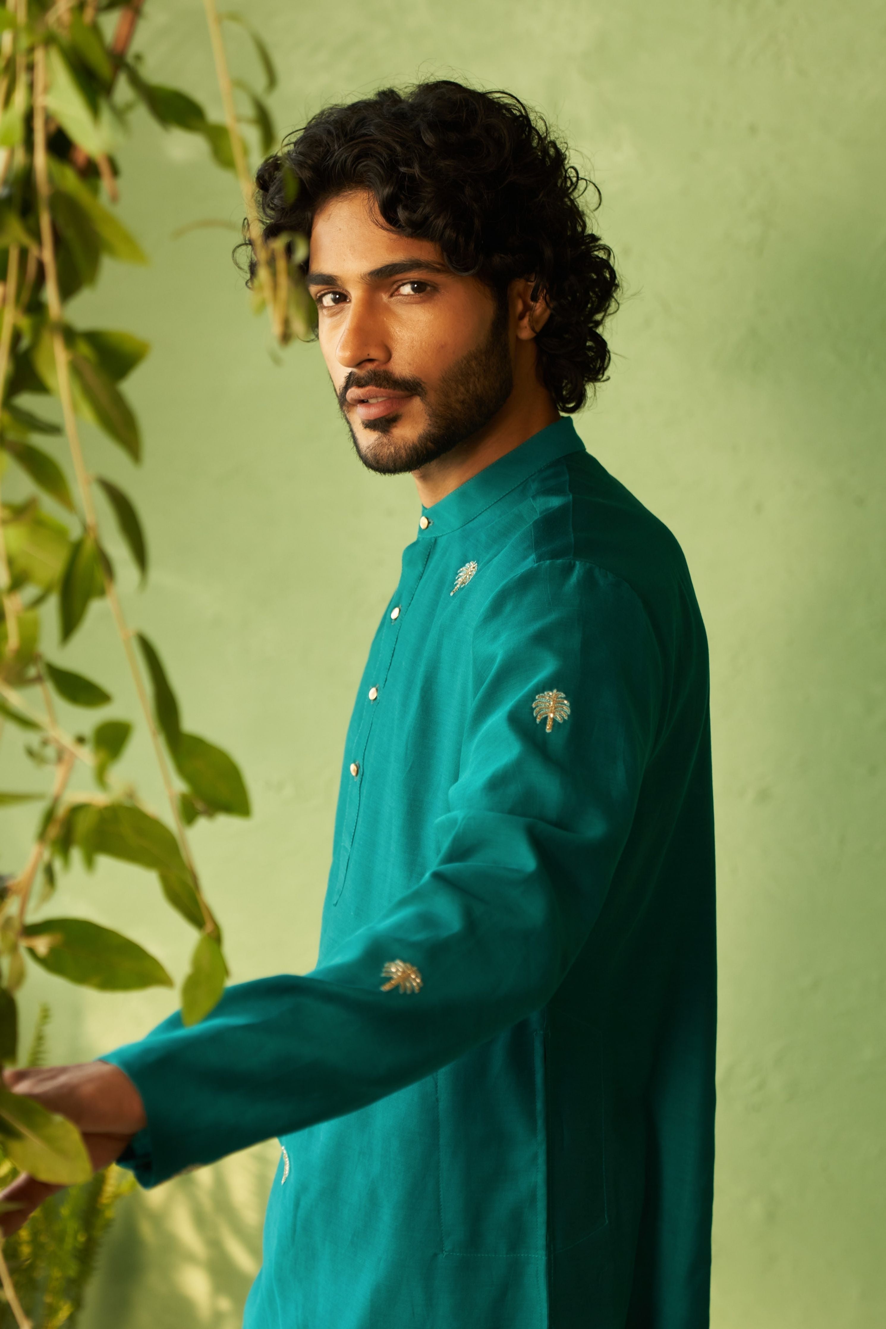 Peacock Green Mens Kurta Set