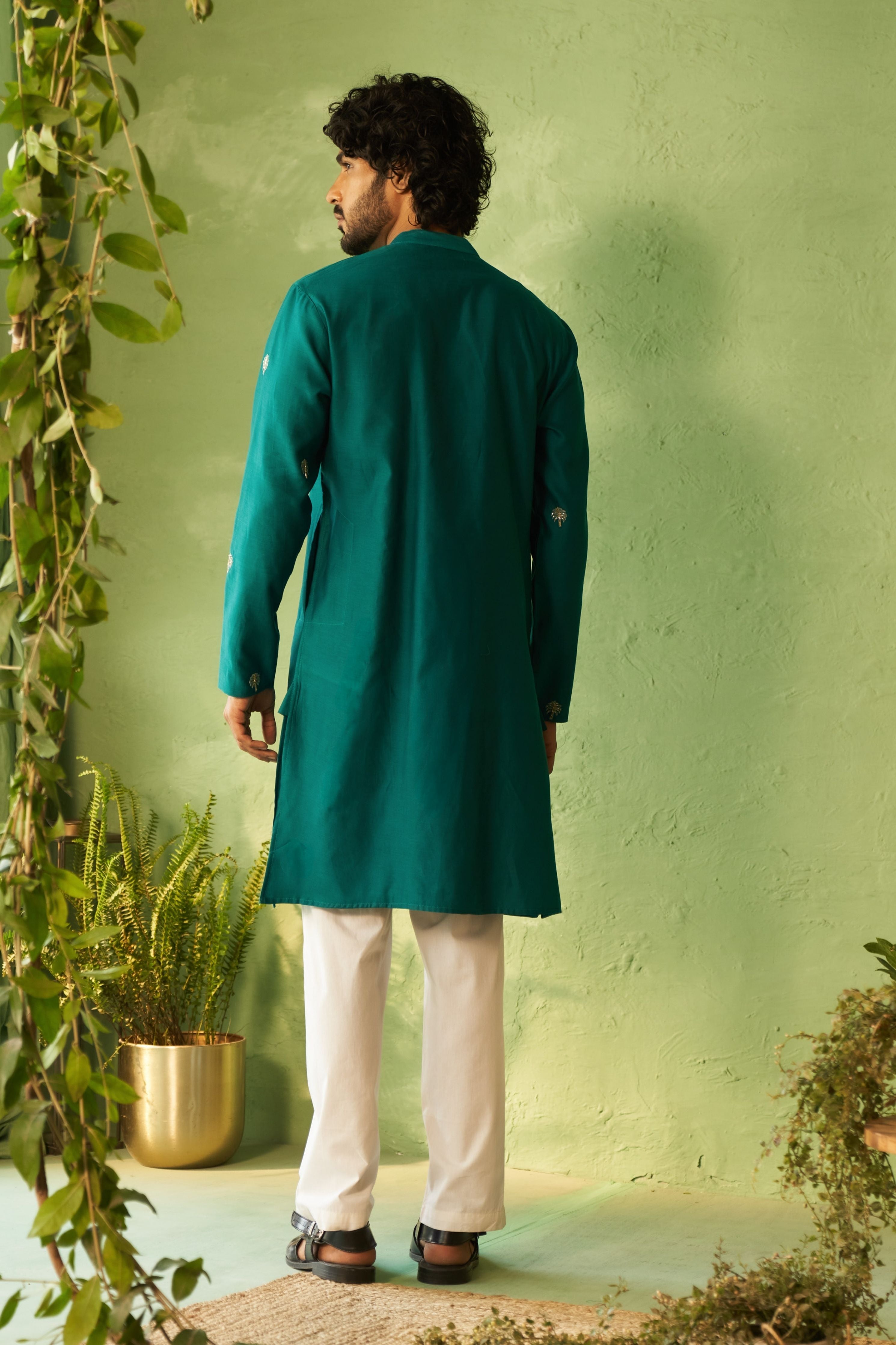 Peacock Green Mens Kurta Set