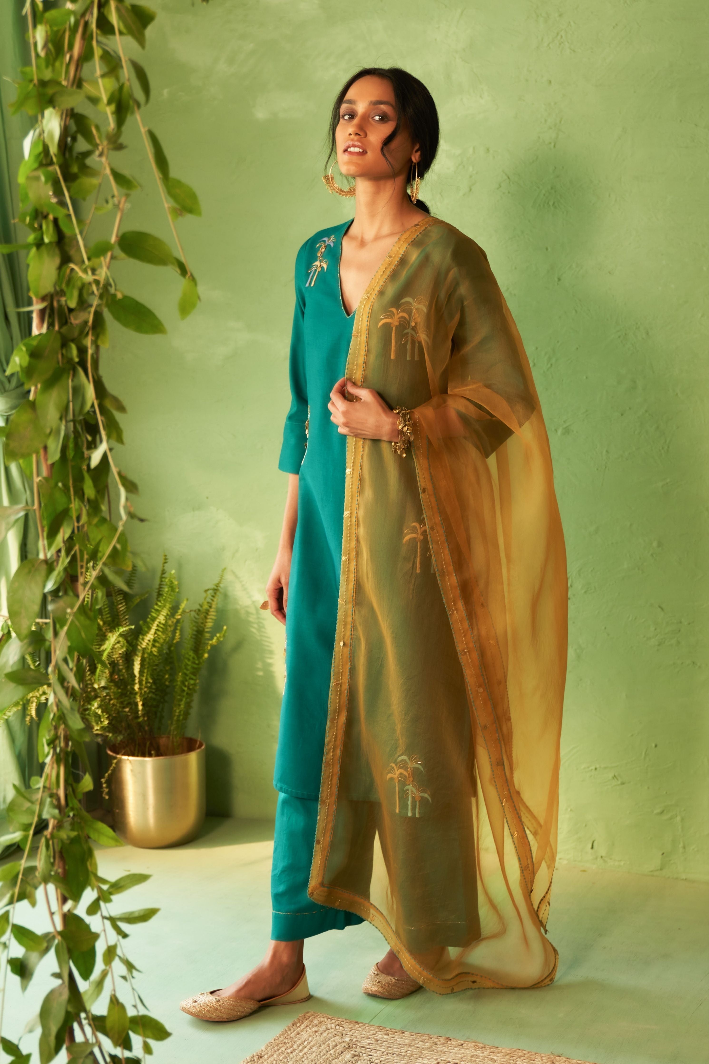 Peacock Green Tunic Set