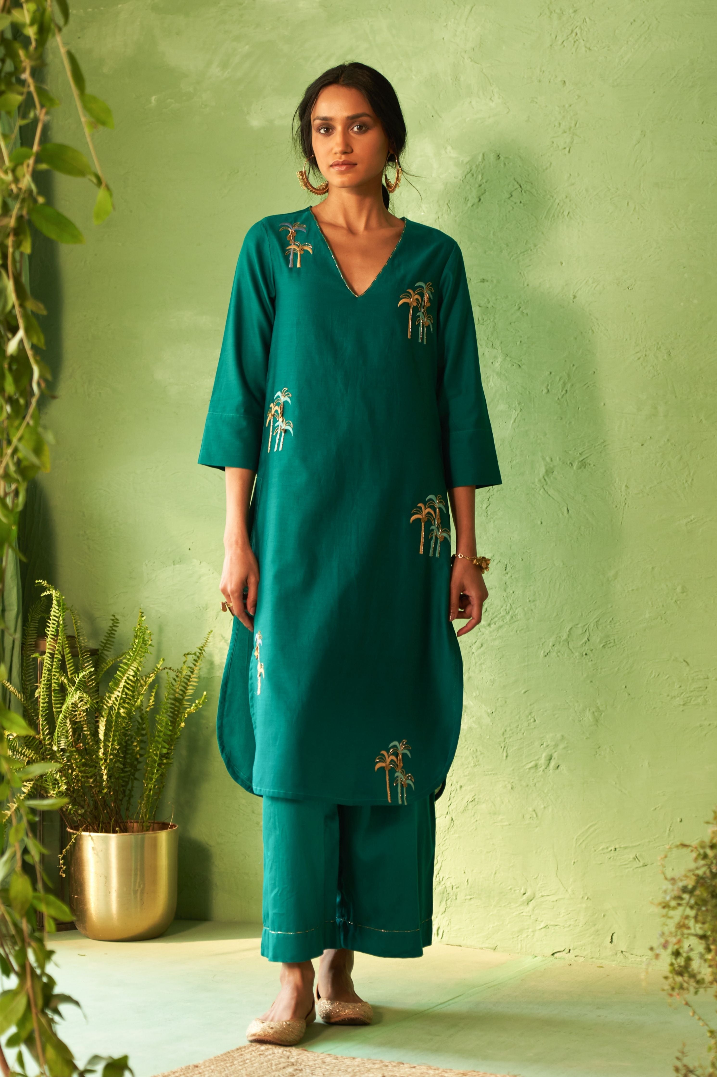 Peacock Green Tunic Set