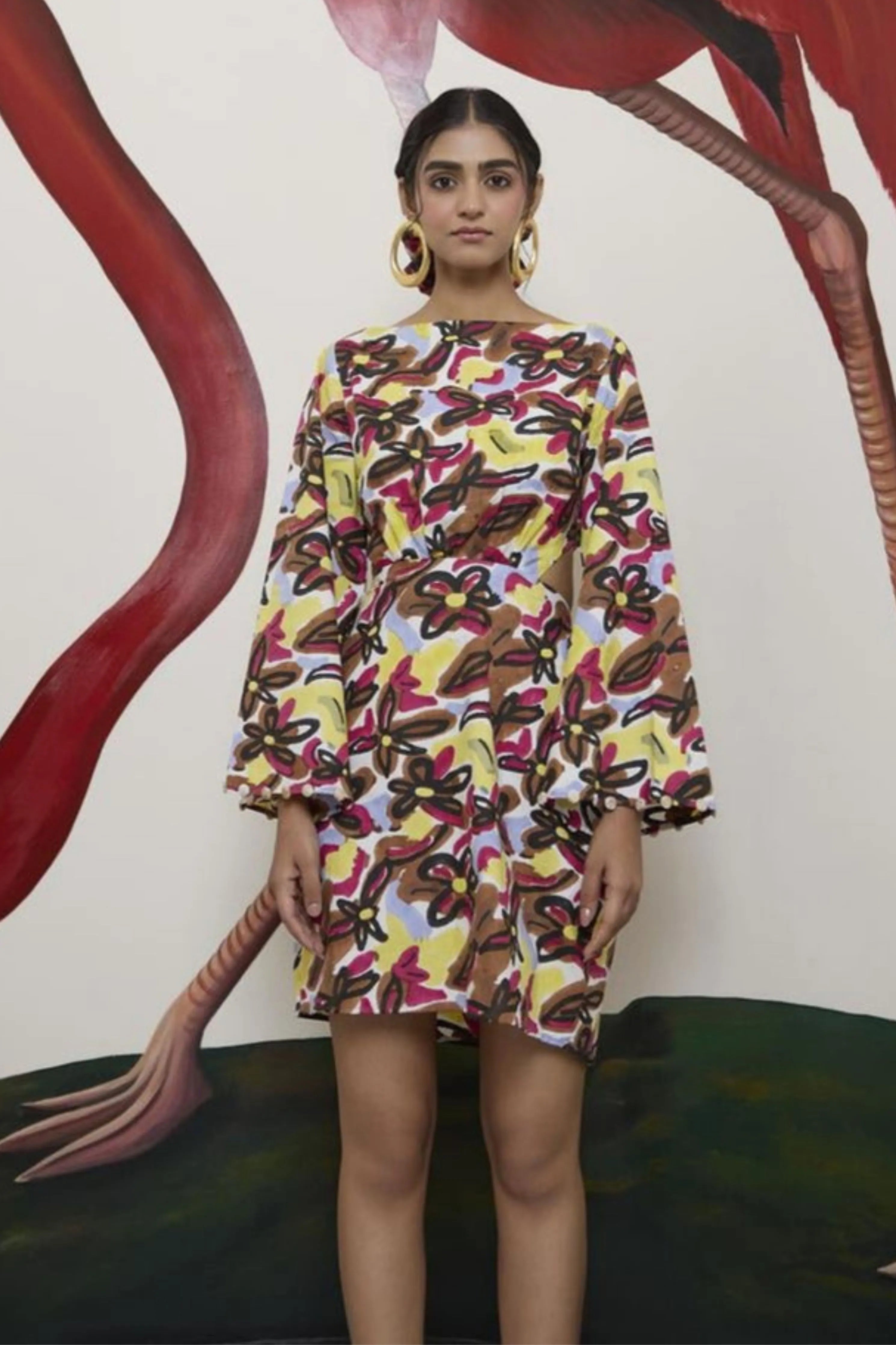 Abstract Dawn Wrap Mini Dress