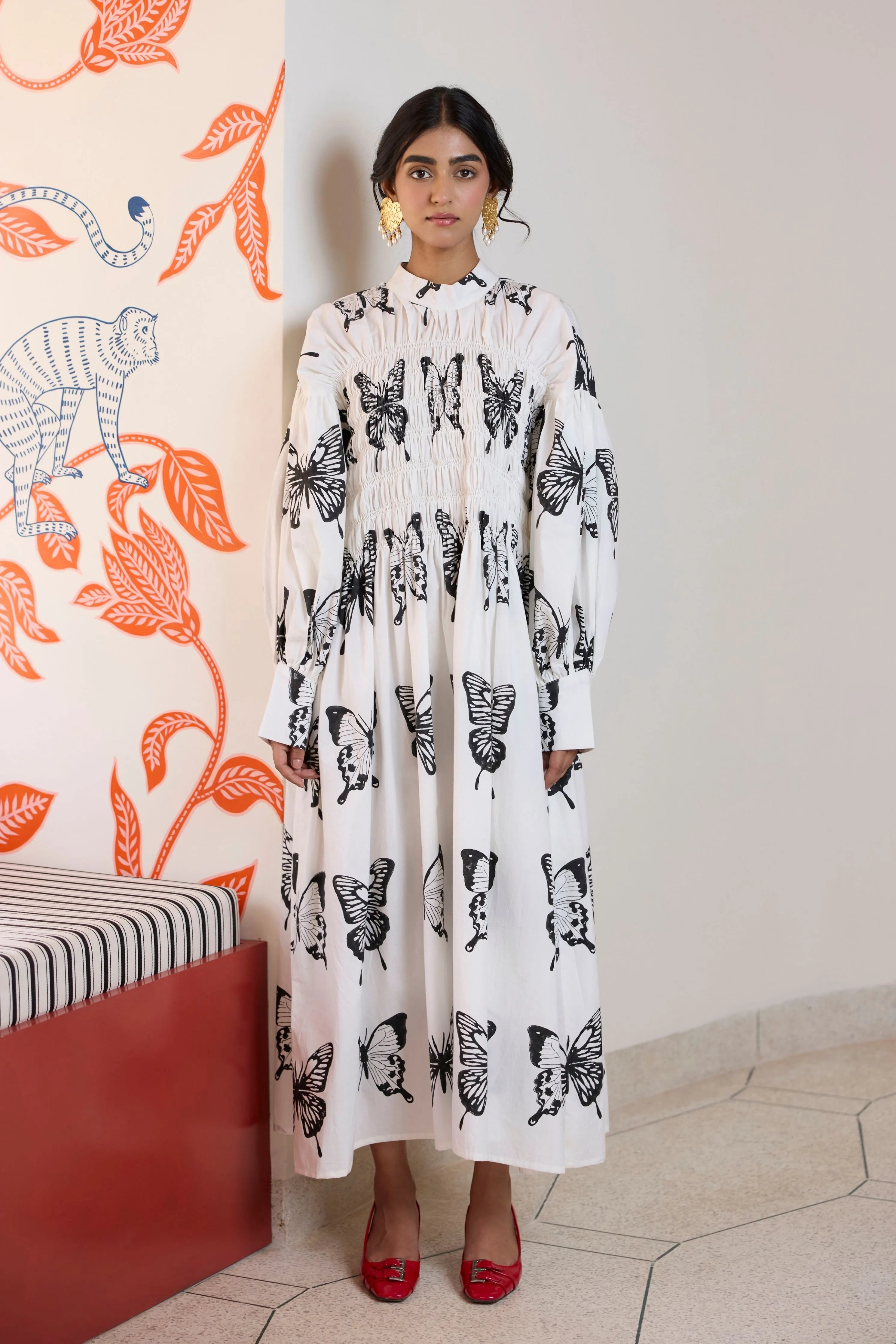 Butterfly Smocked Long Dress