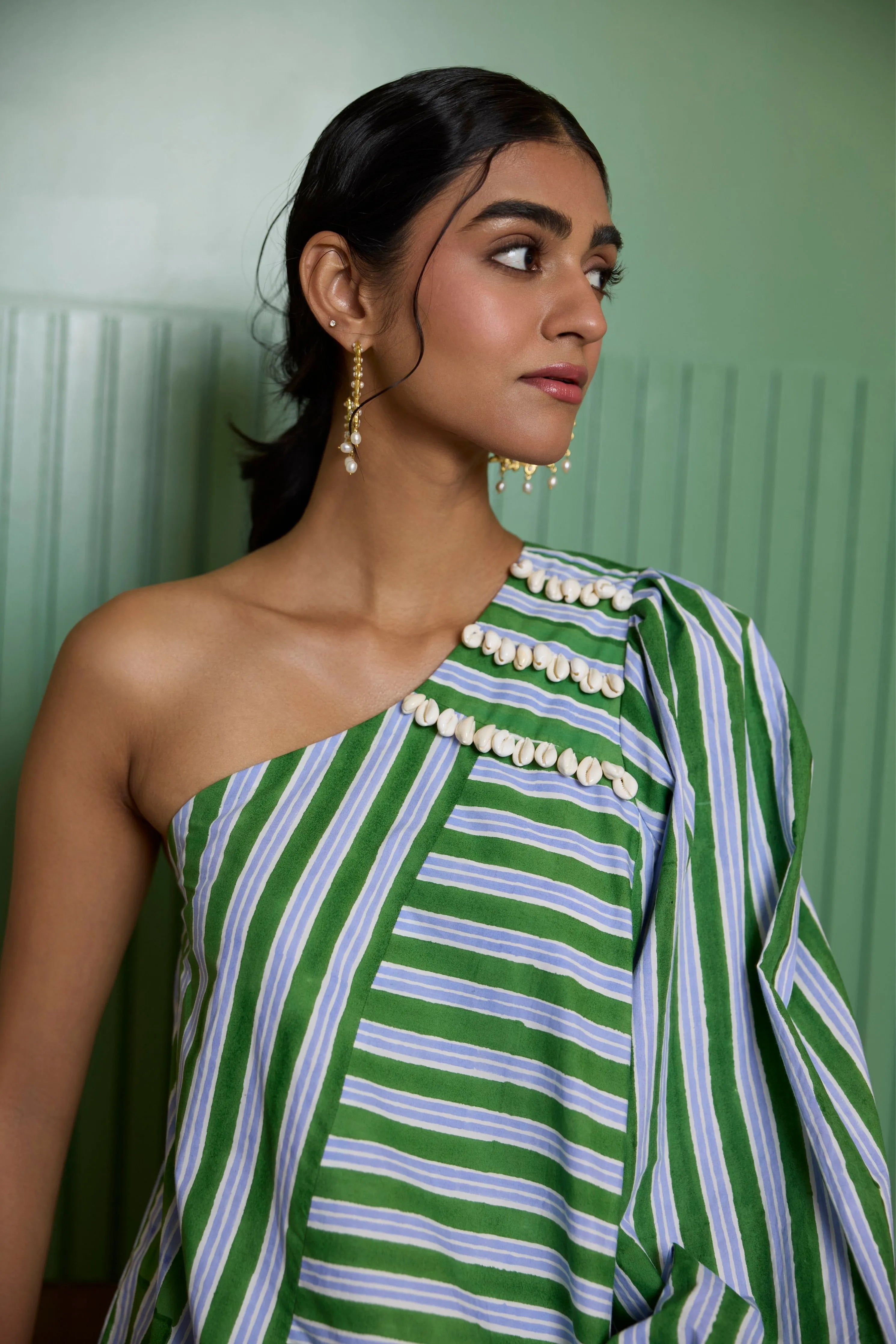 Forest Green One Shoulder Dress