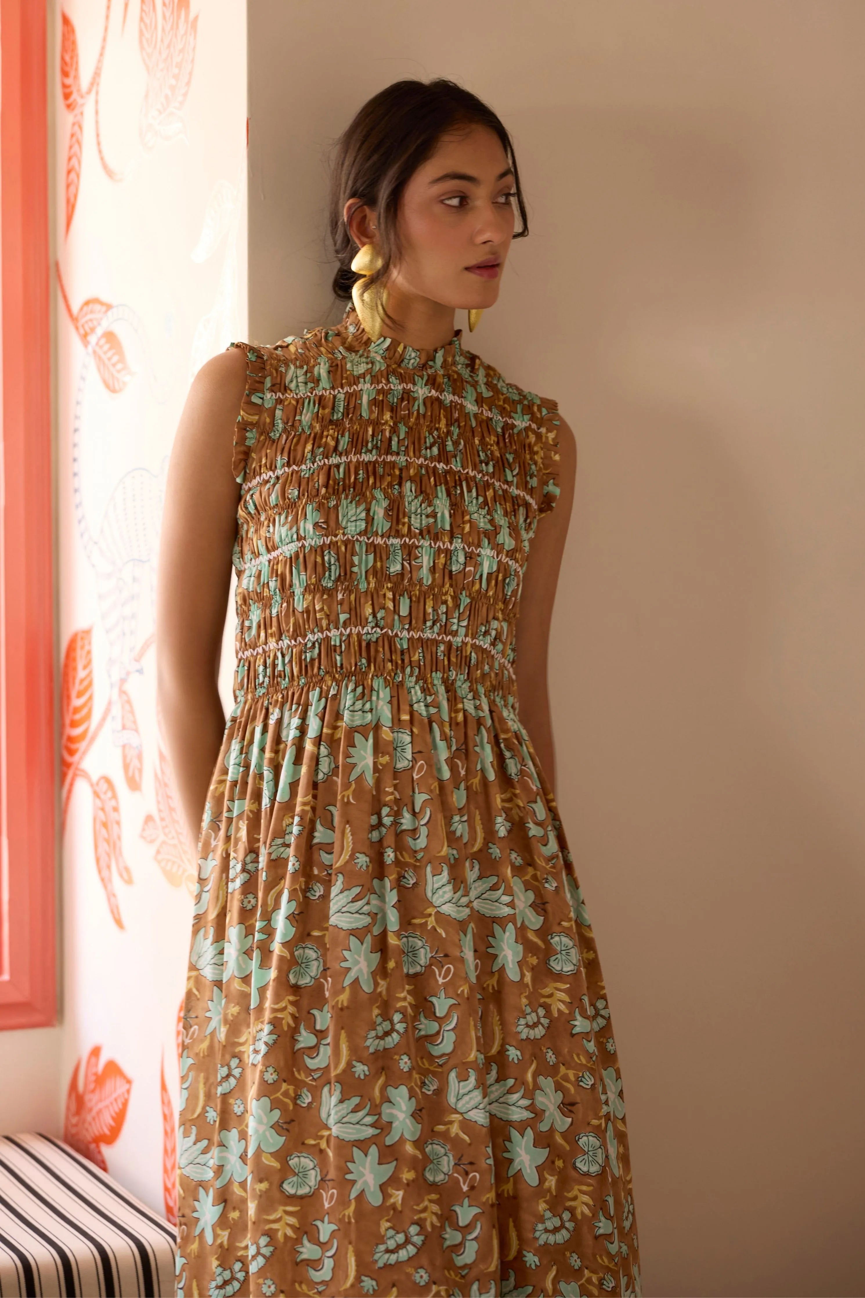 Umber Ruched Long Dress