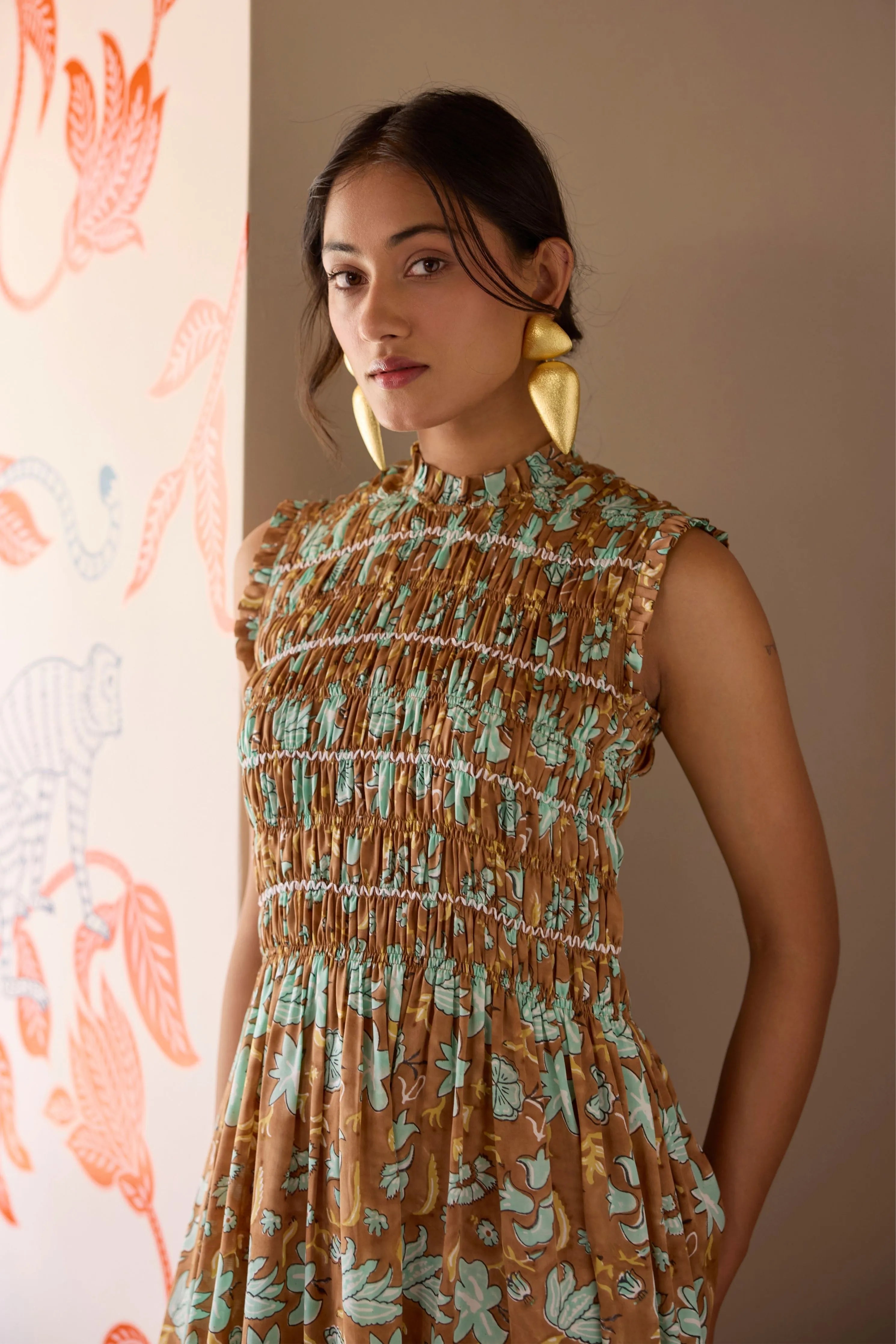 Umber Ruched Long Dress