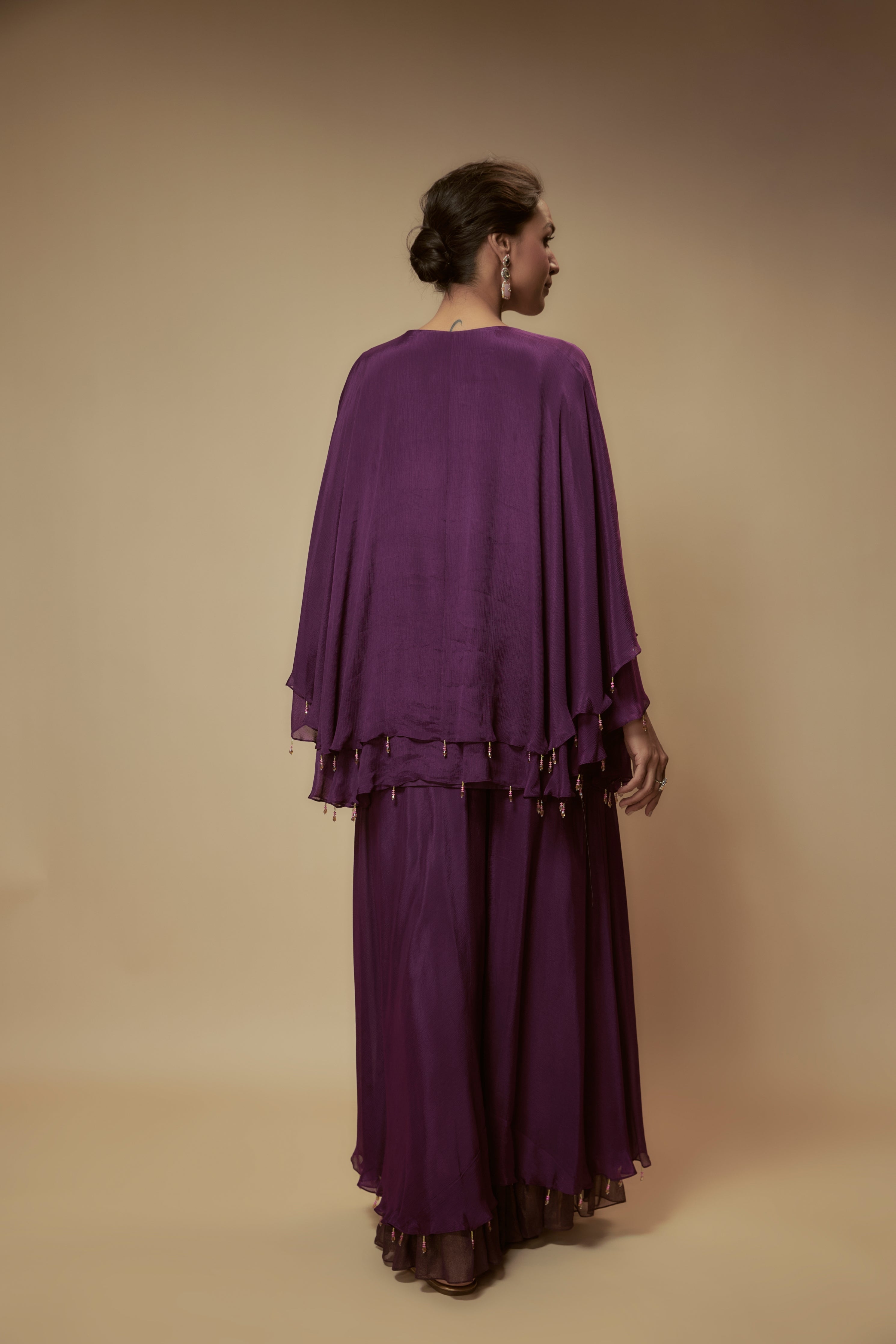 Purple Glass Bead Embellished Tunic Set