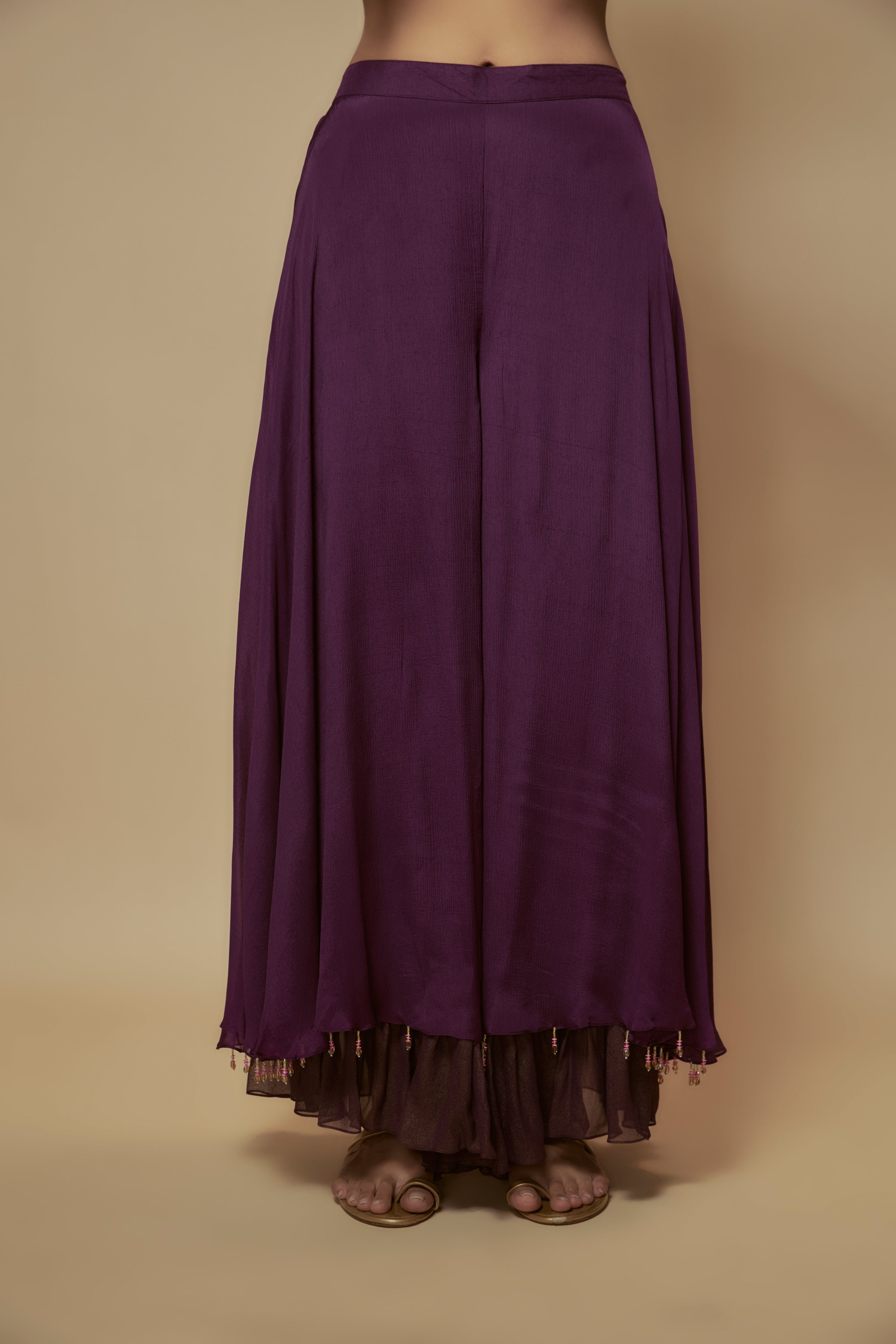 Purple Glass Bead Embellished Tunic Set