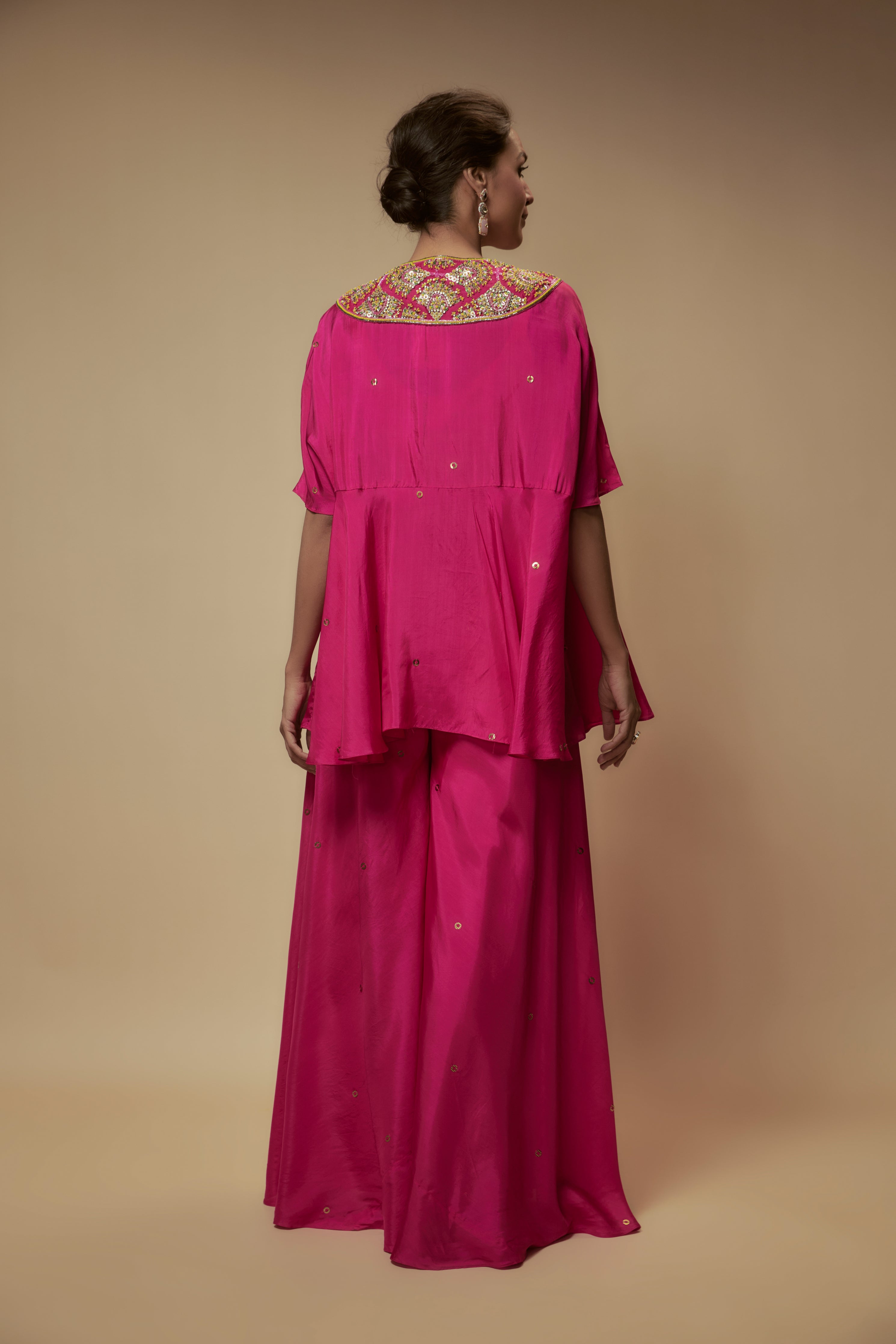 Pink Glass Bead Embellished Tunic Set