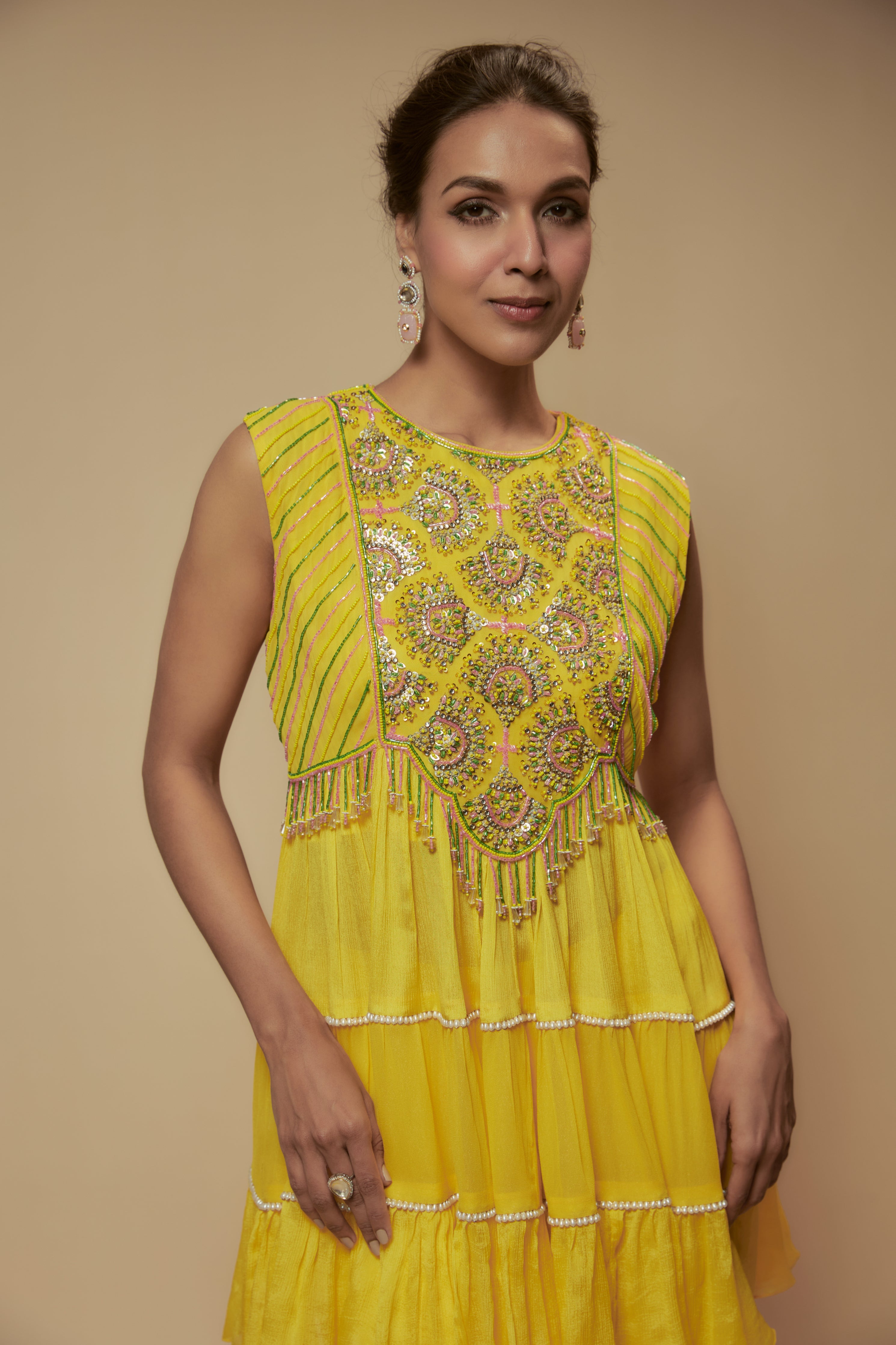 Multicolor Glass Bead Sharara Set