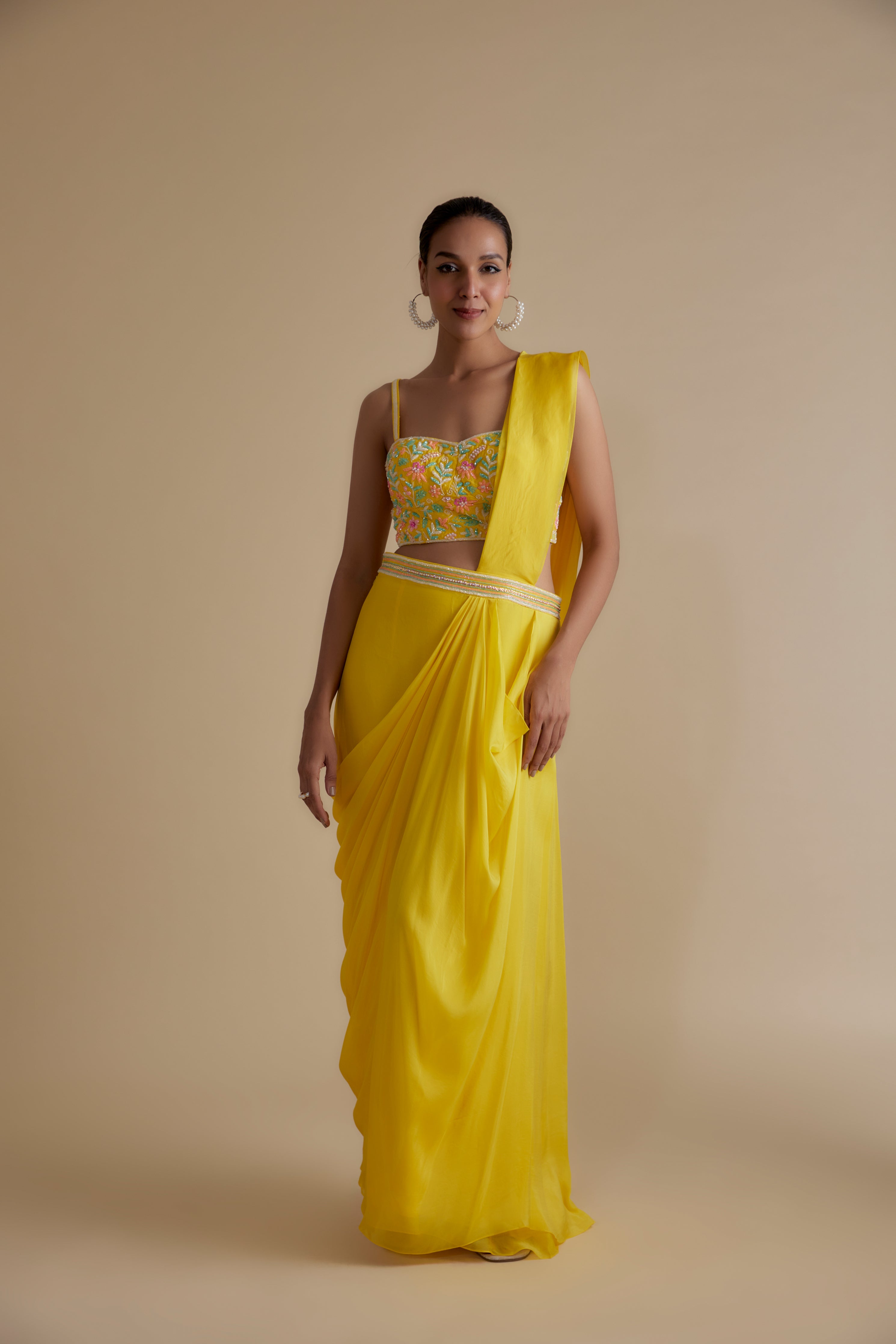 Multicolour Draped Saree