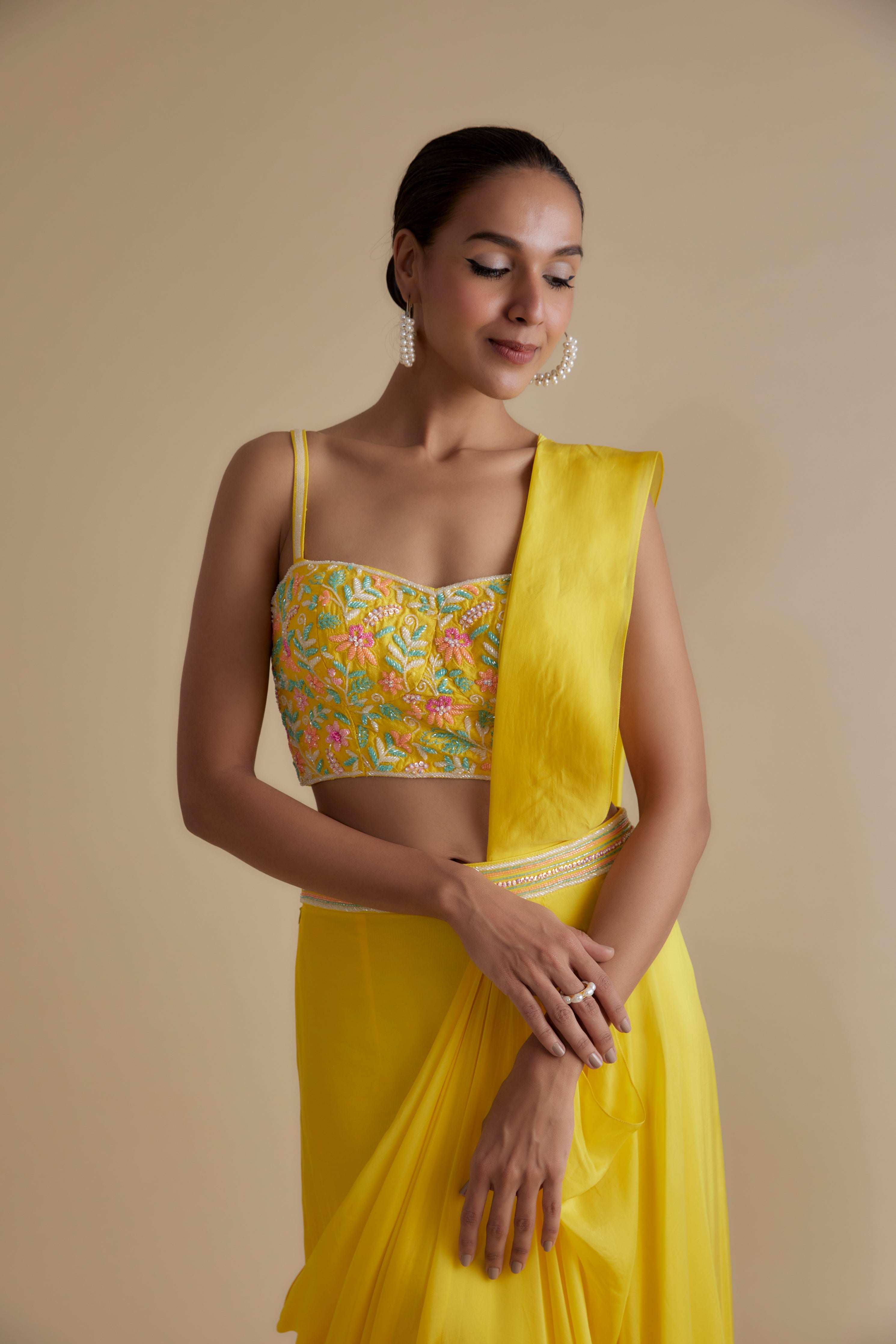 Multicolour Draped Saree