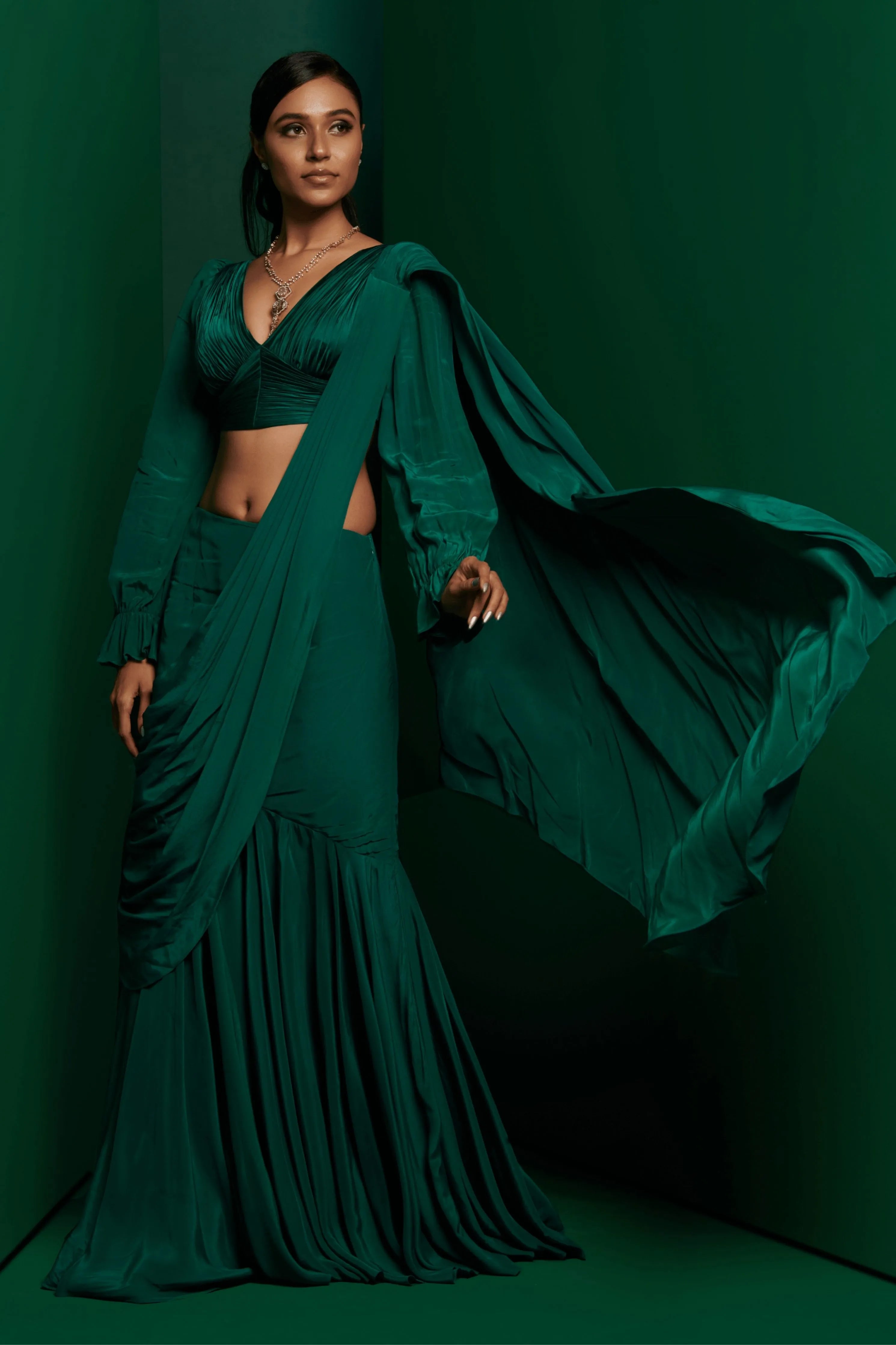 Bottle Green Skirt Set