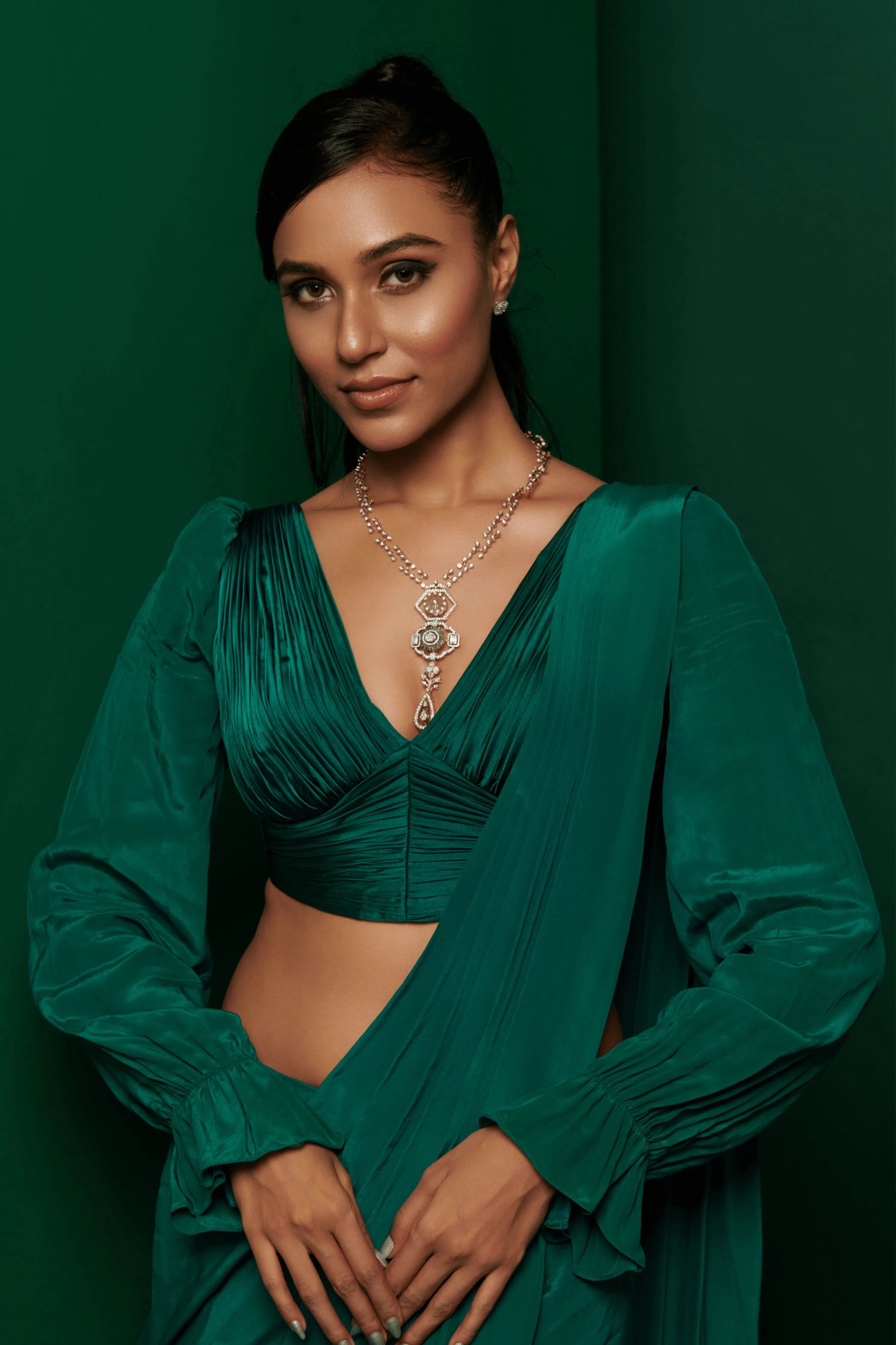 Bottle Green Skirt Set