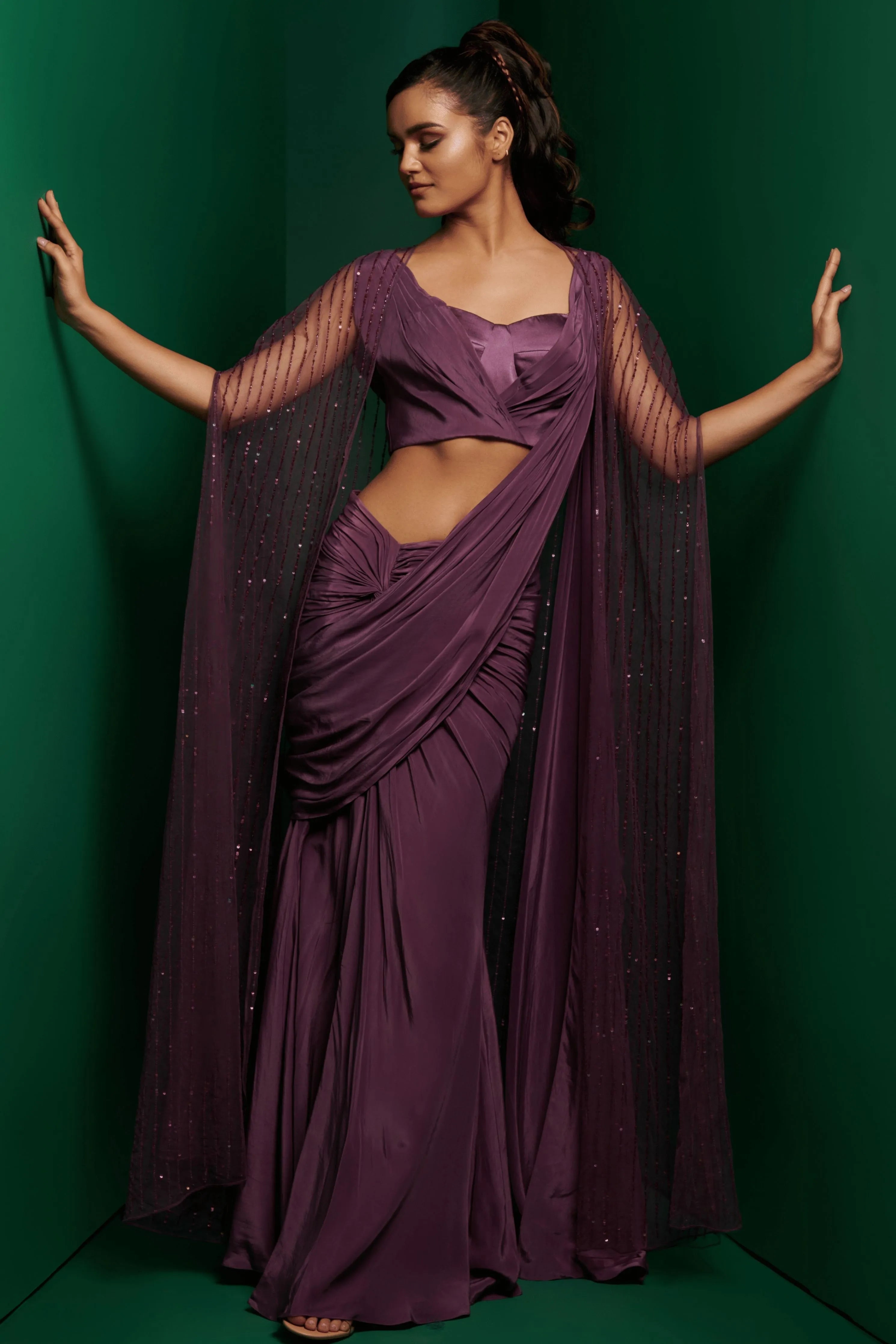 Midnight Purple Cape Set