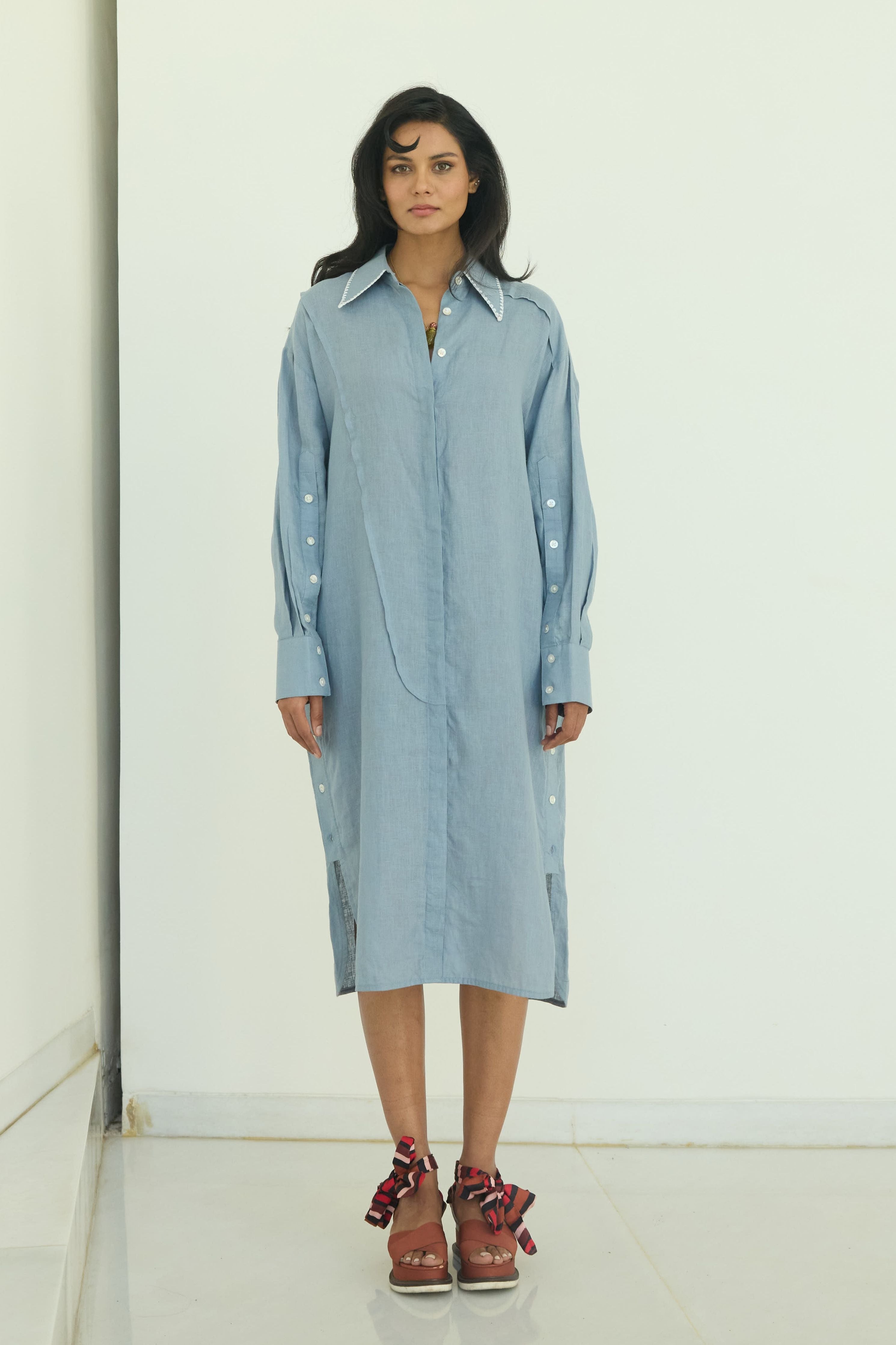 Blue Anastasia Button Down Dress