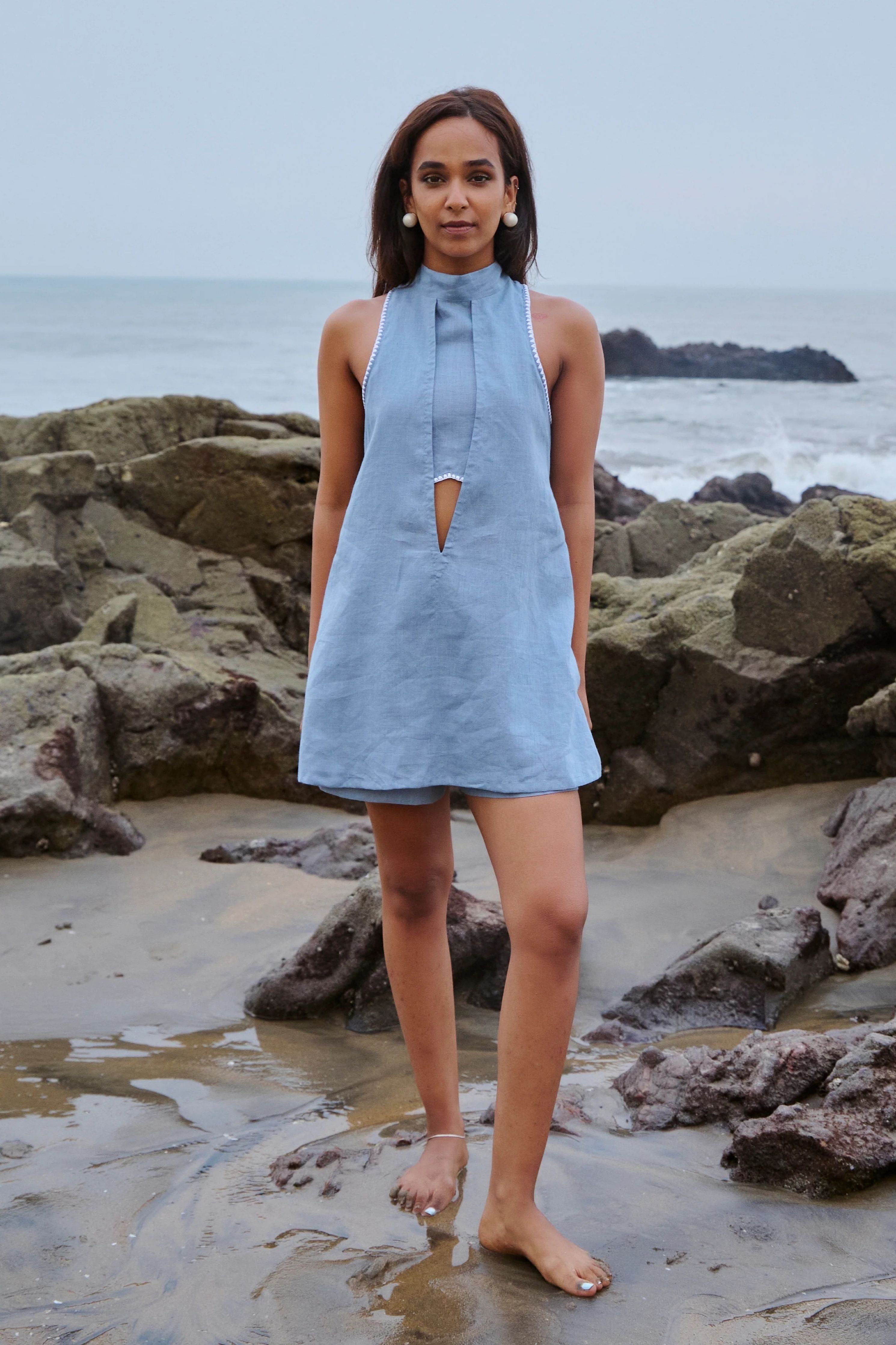 Blue Ava Backless Top