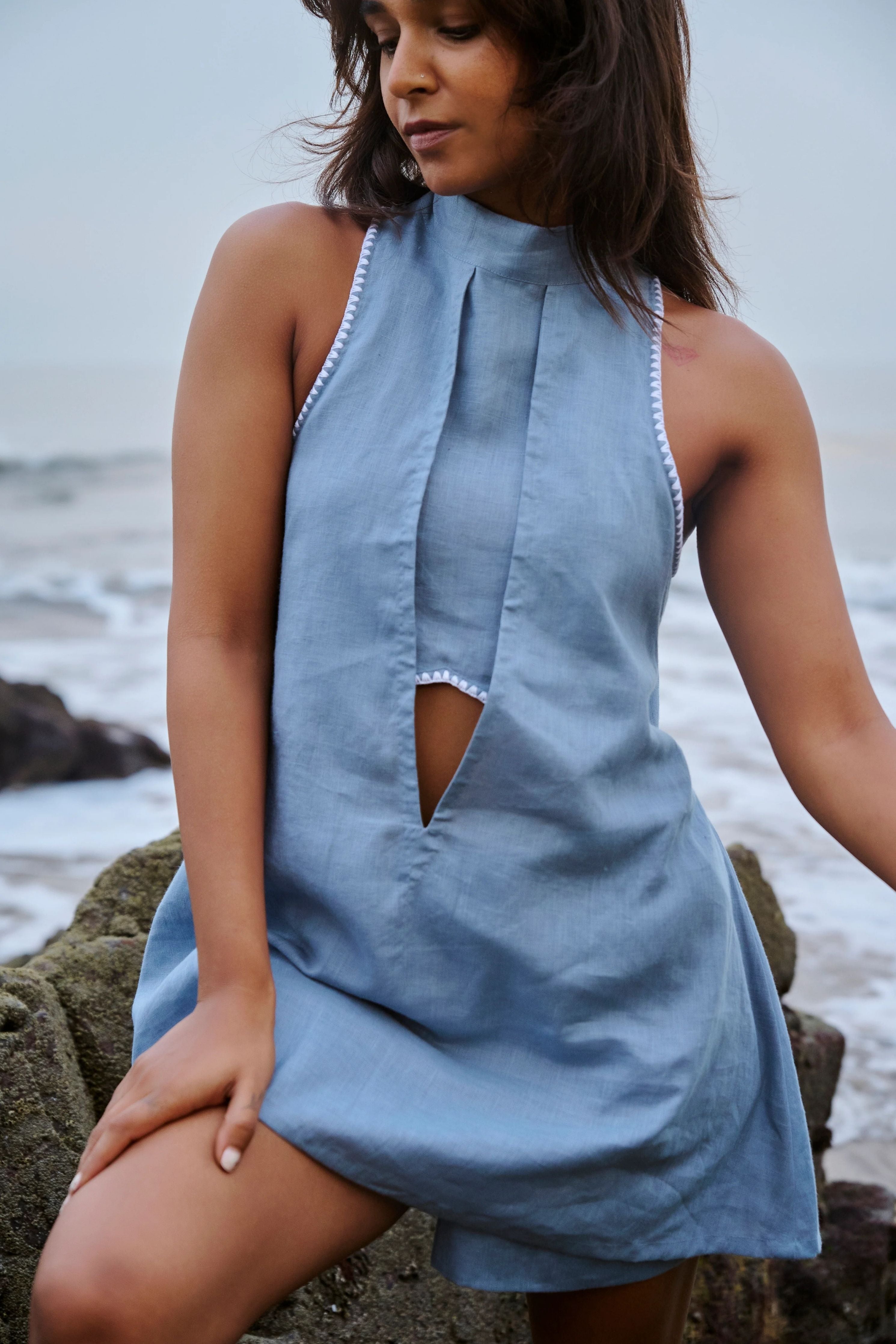 Blue Ava Backless Top