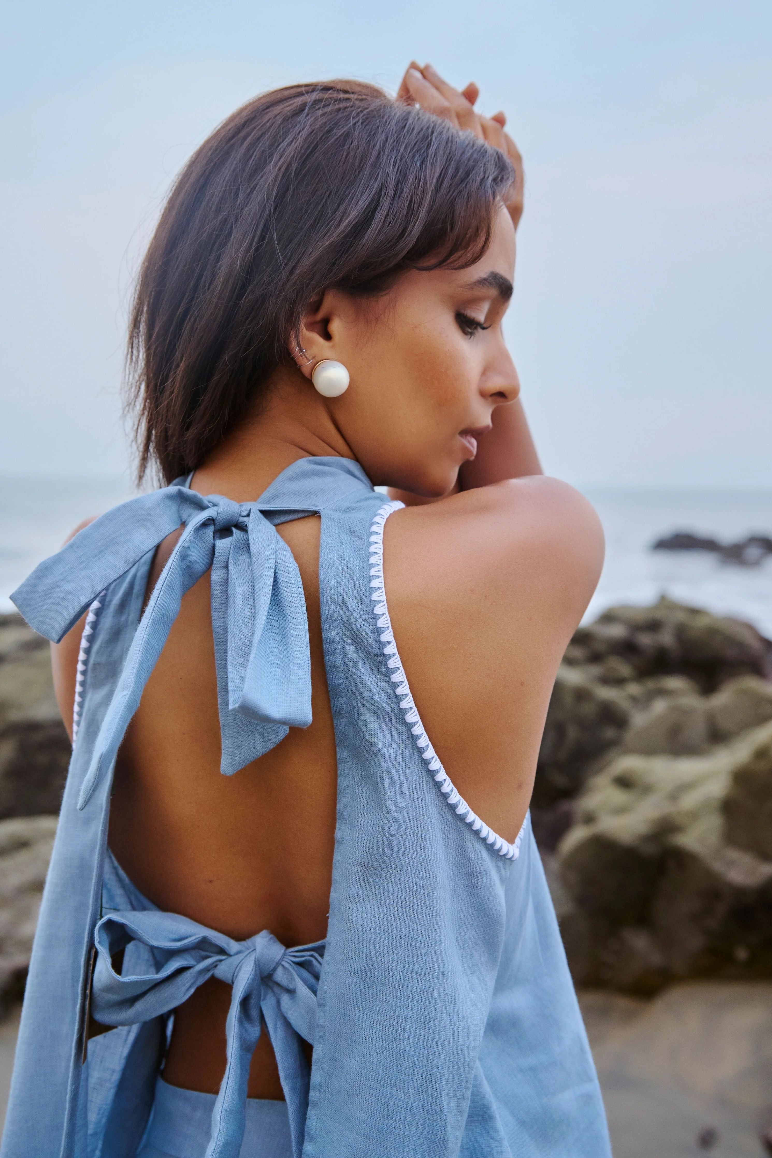 Blue Ava Backless Top