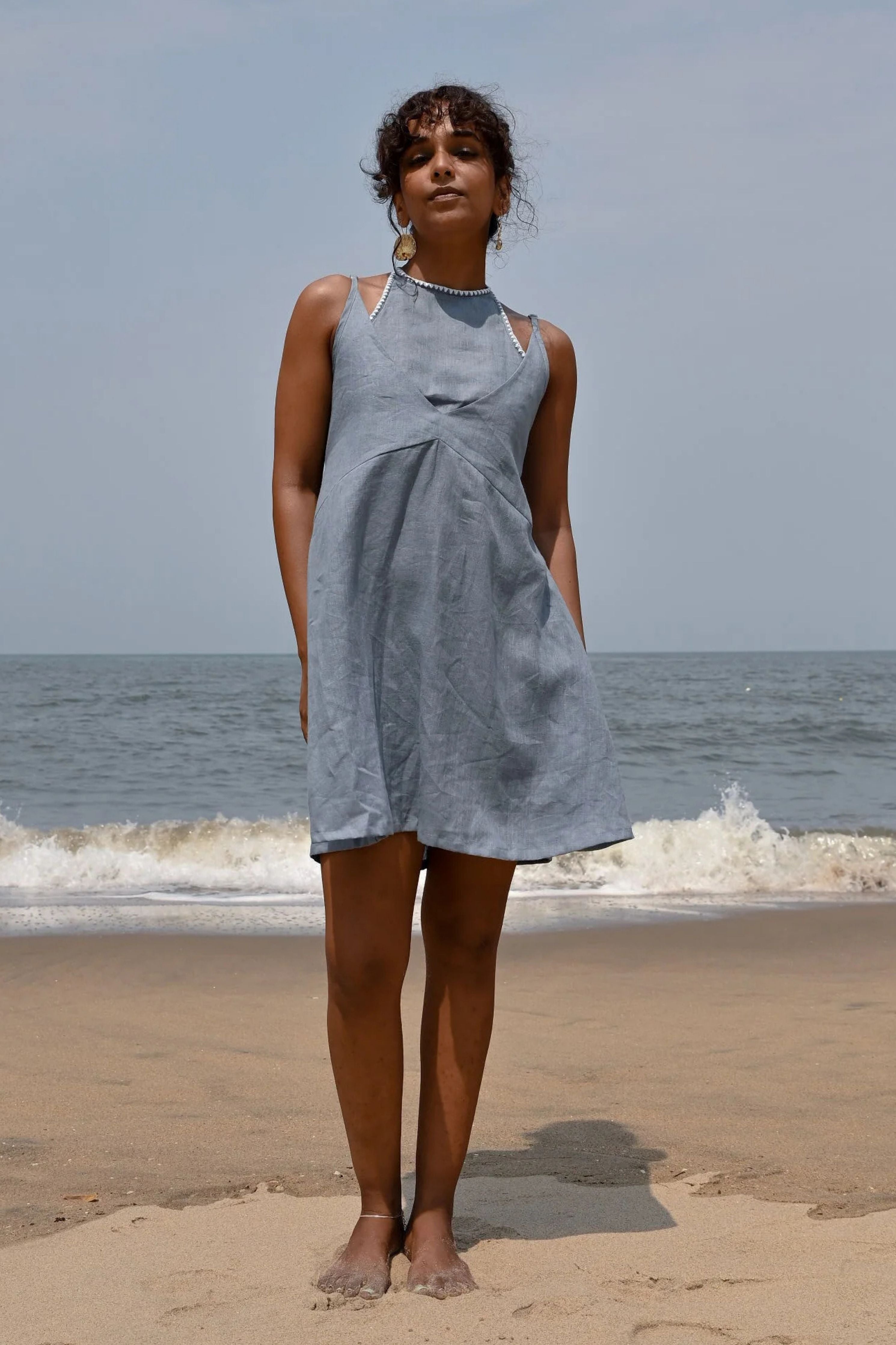 Blue Zoe Tie- Up Dress