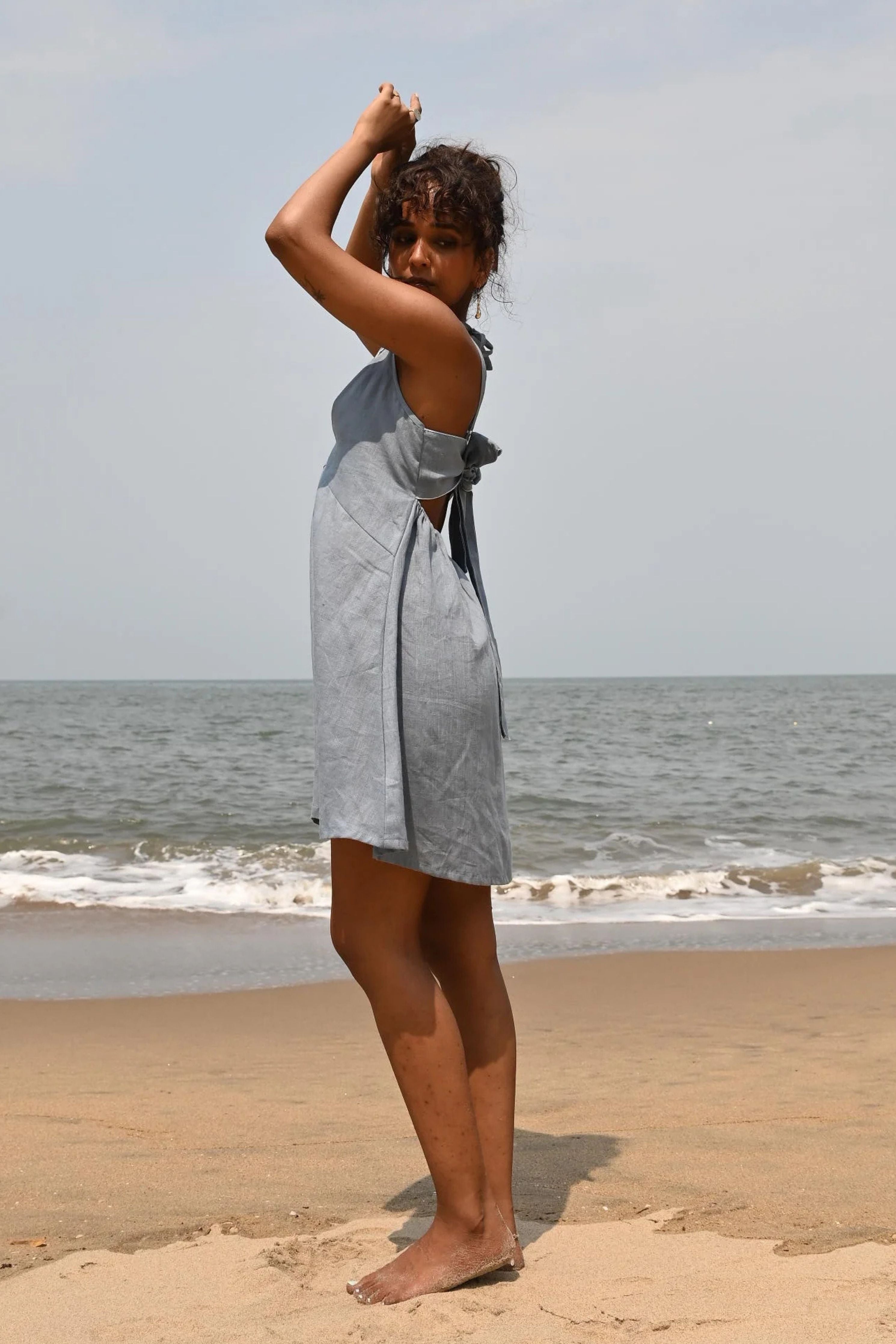 Blue Zoe Tie- Up Dress